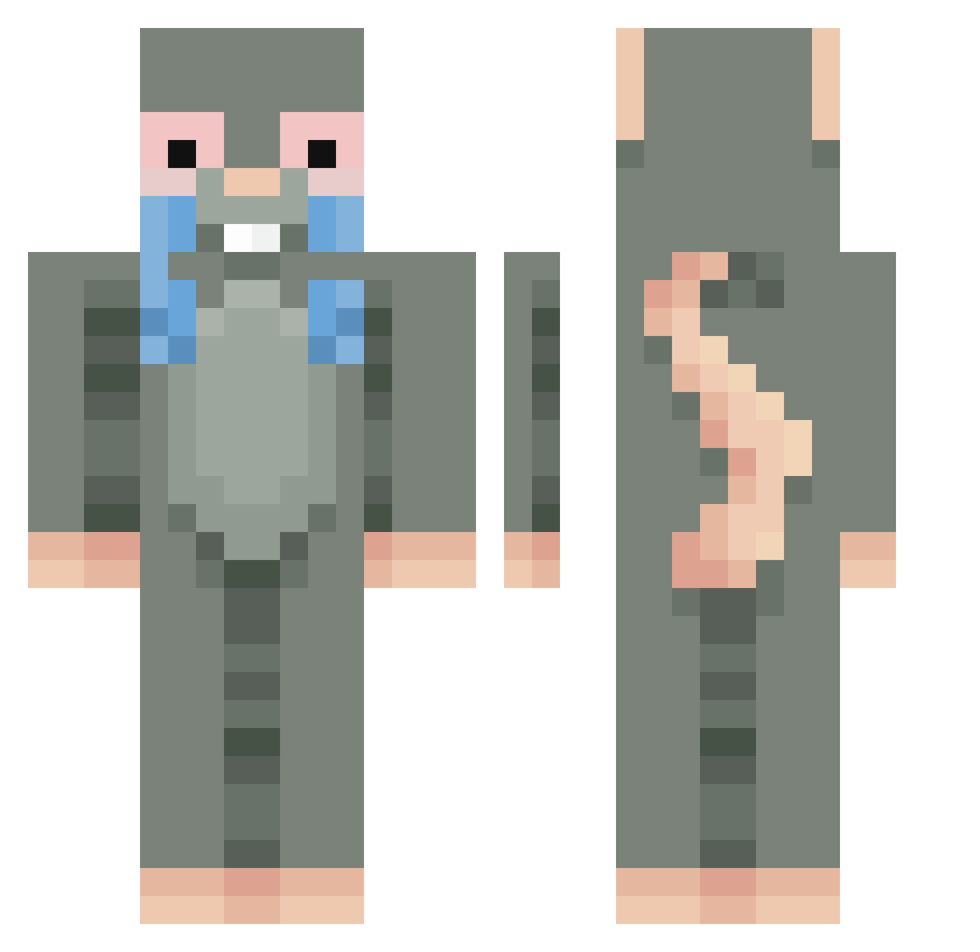 Trollmaxing Minecraft skin, front and back view