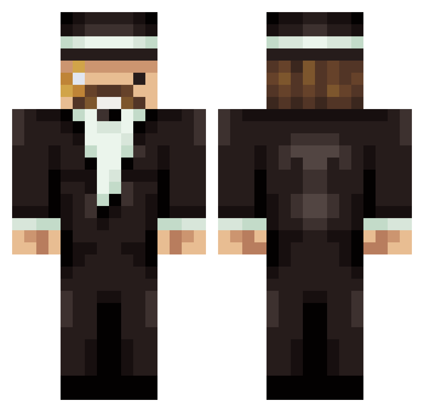 ZickDK Minecraft skin, front and back view
