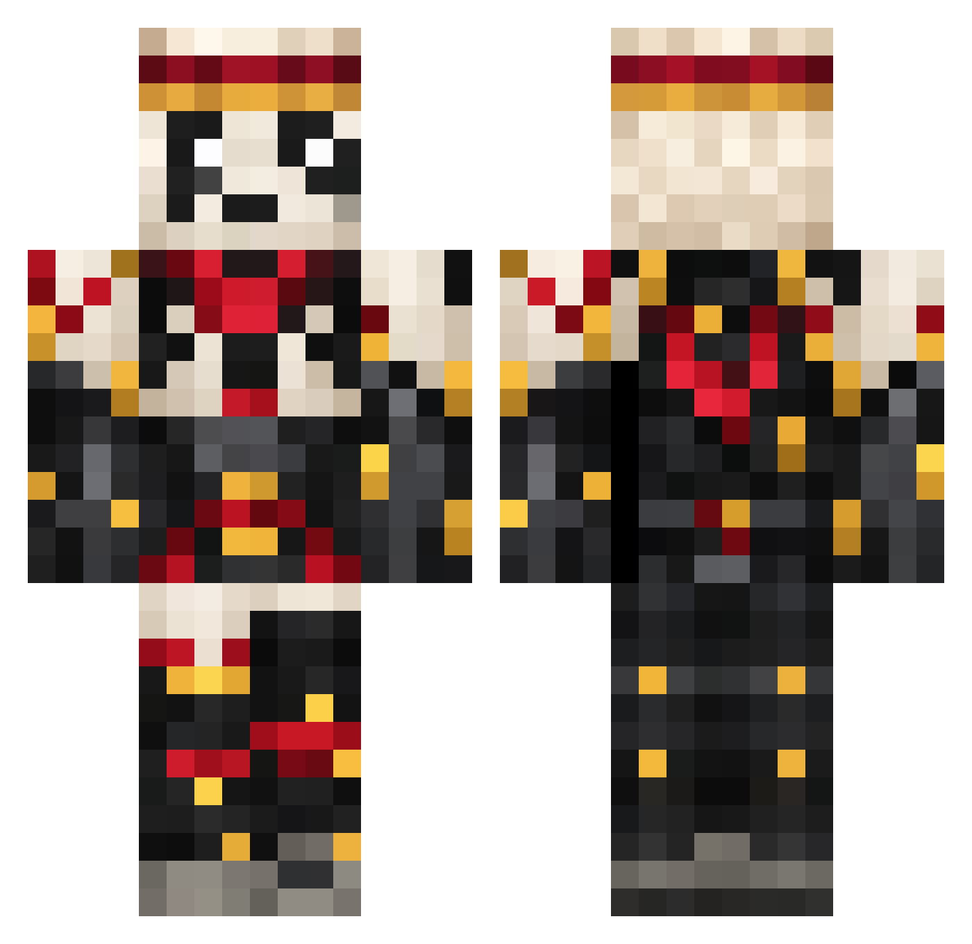 PandafiedVini Minecraft skin, front and back view