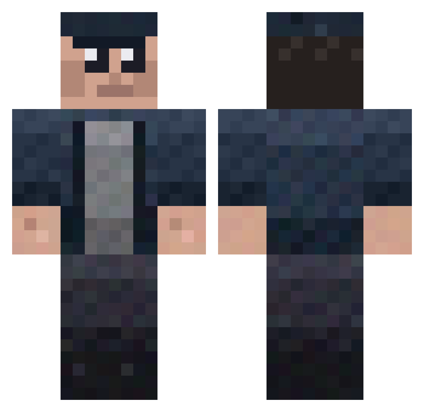 SaberTy Minecraft skin, front and back view