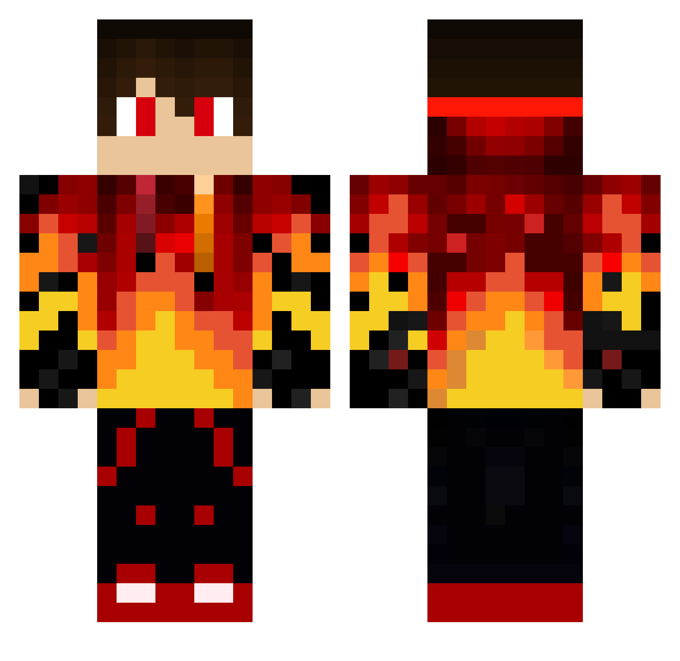 KJ6 Minecraft skin, front and back view