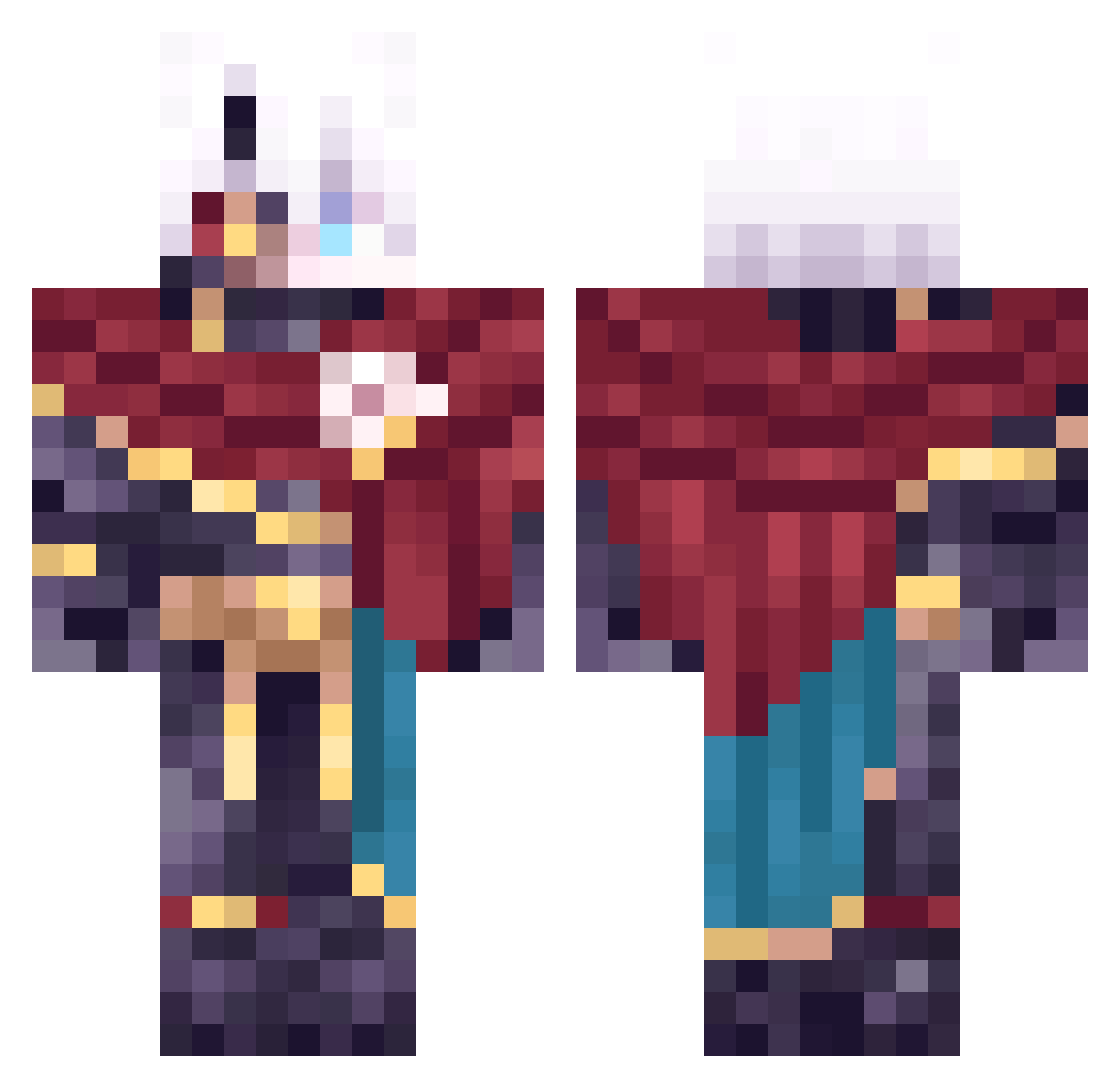 pxaura Minecraft skin, front and back view