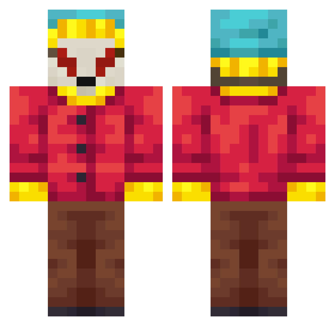 Threatway Minecraft skin, front and back view