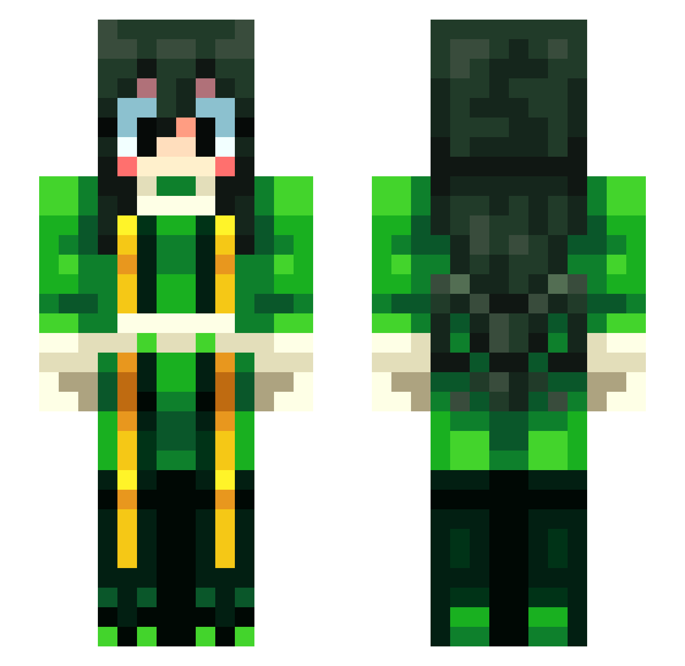 GumiiPotato Minecraft skin, front and back view