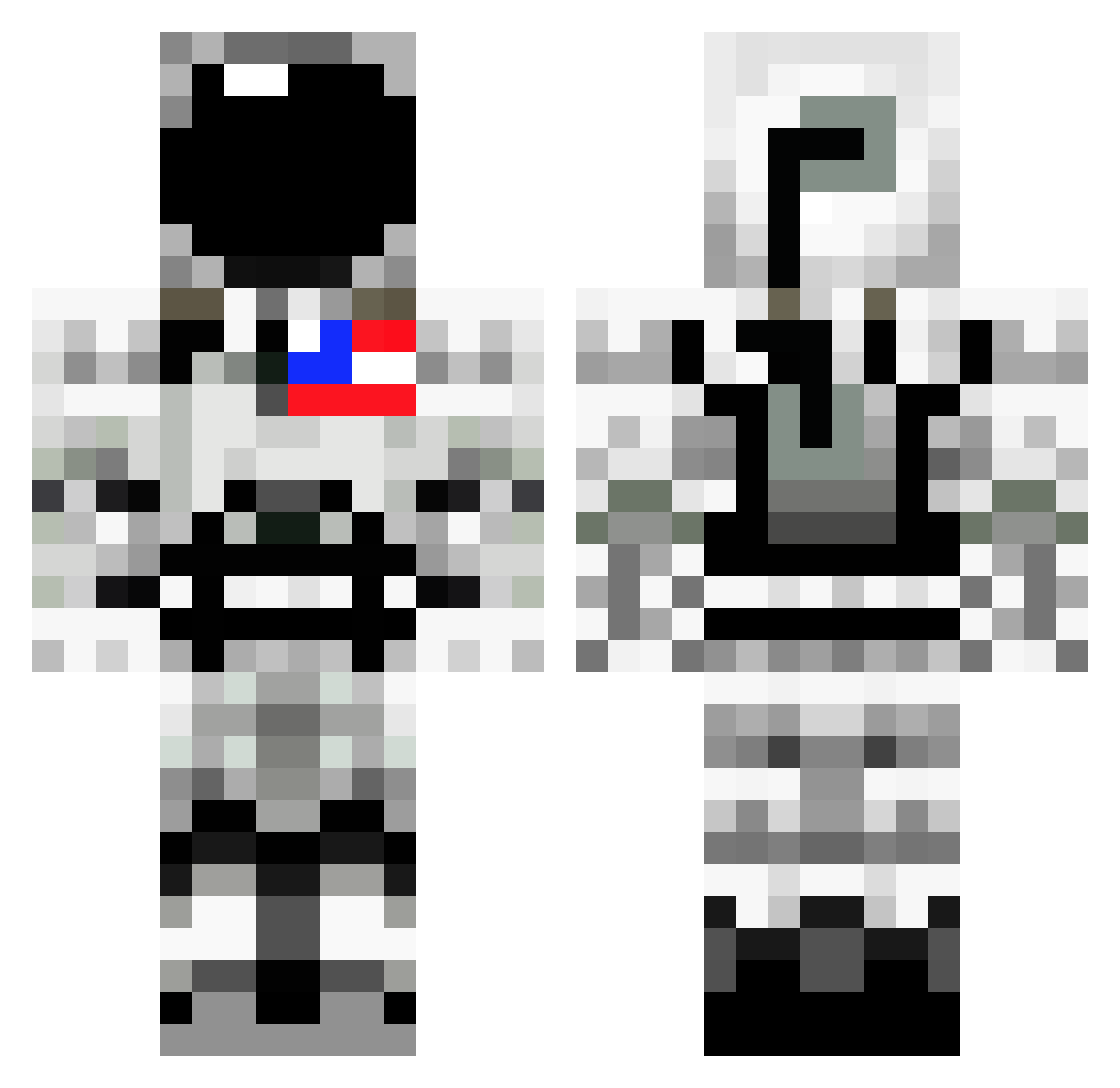 Volcanology Minecraft skin, front and back view