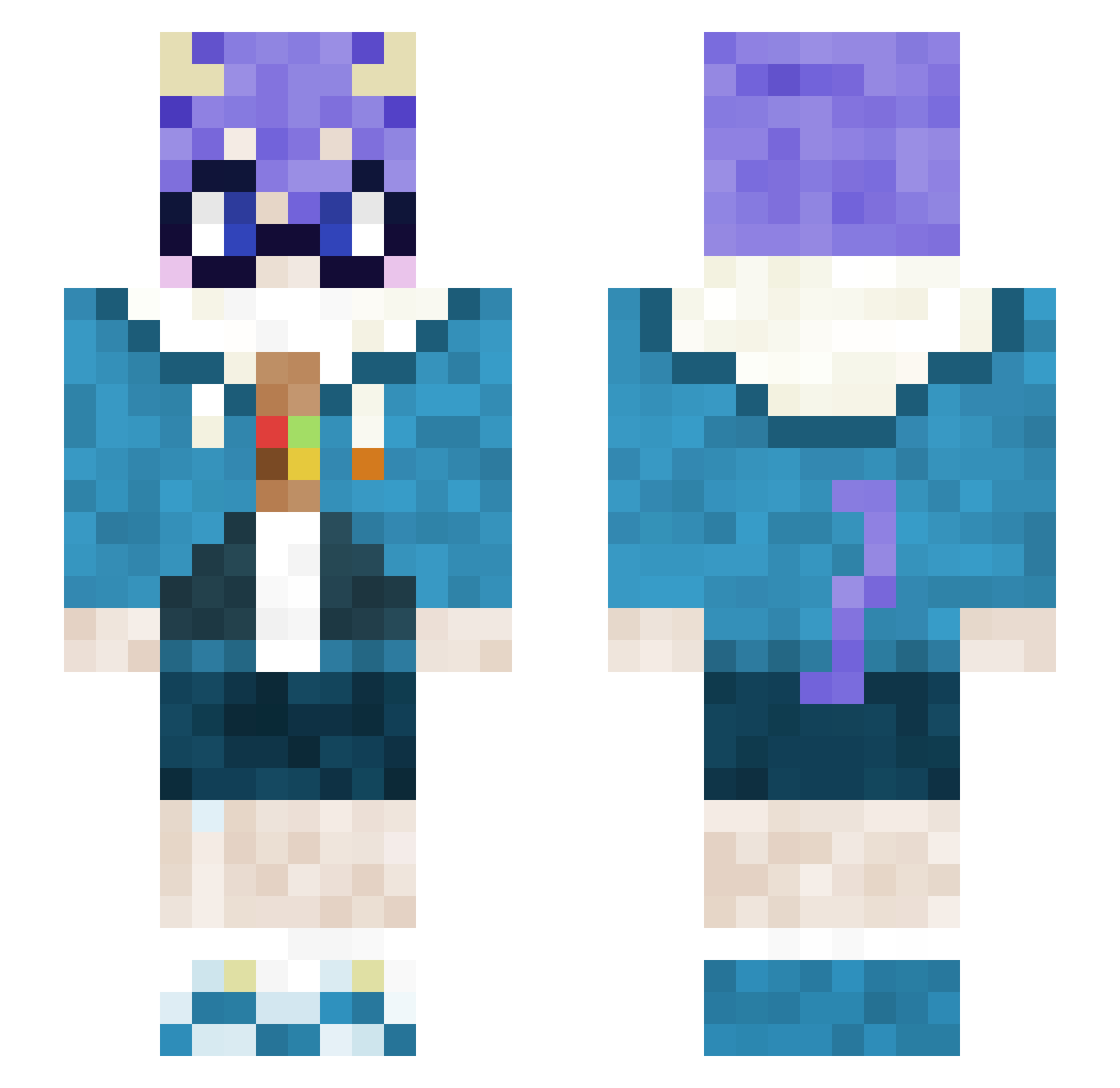 iniwach Minecraft skin, front and back view