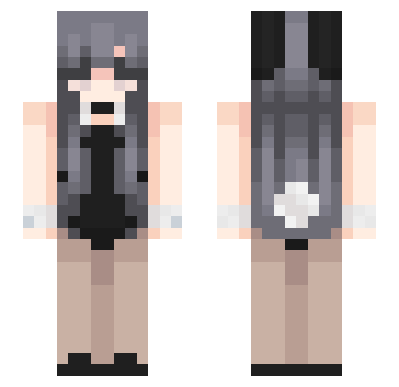 swerya Minecraft skin, front and back view