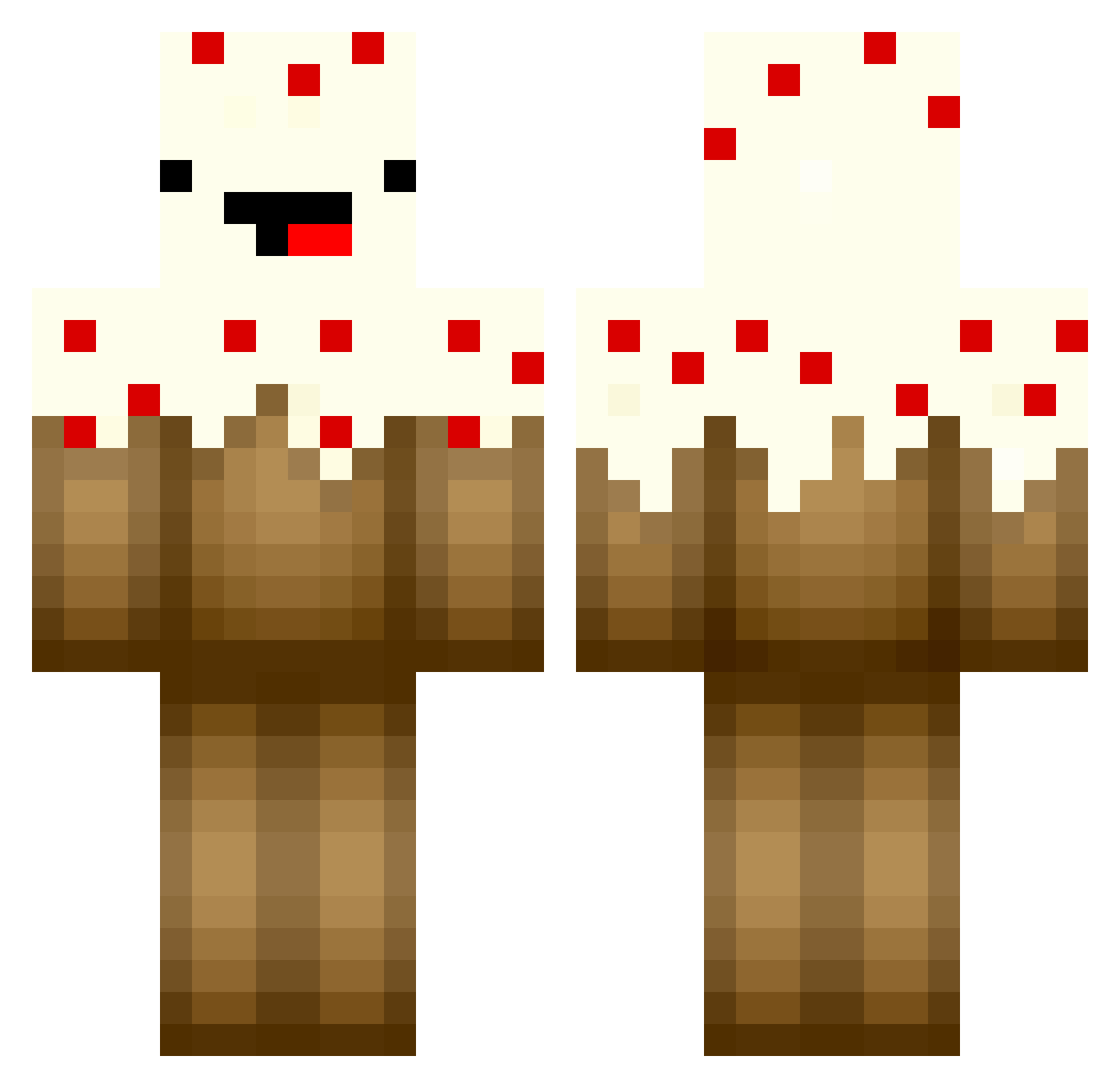Foodius Minecraft skin, front and back view