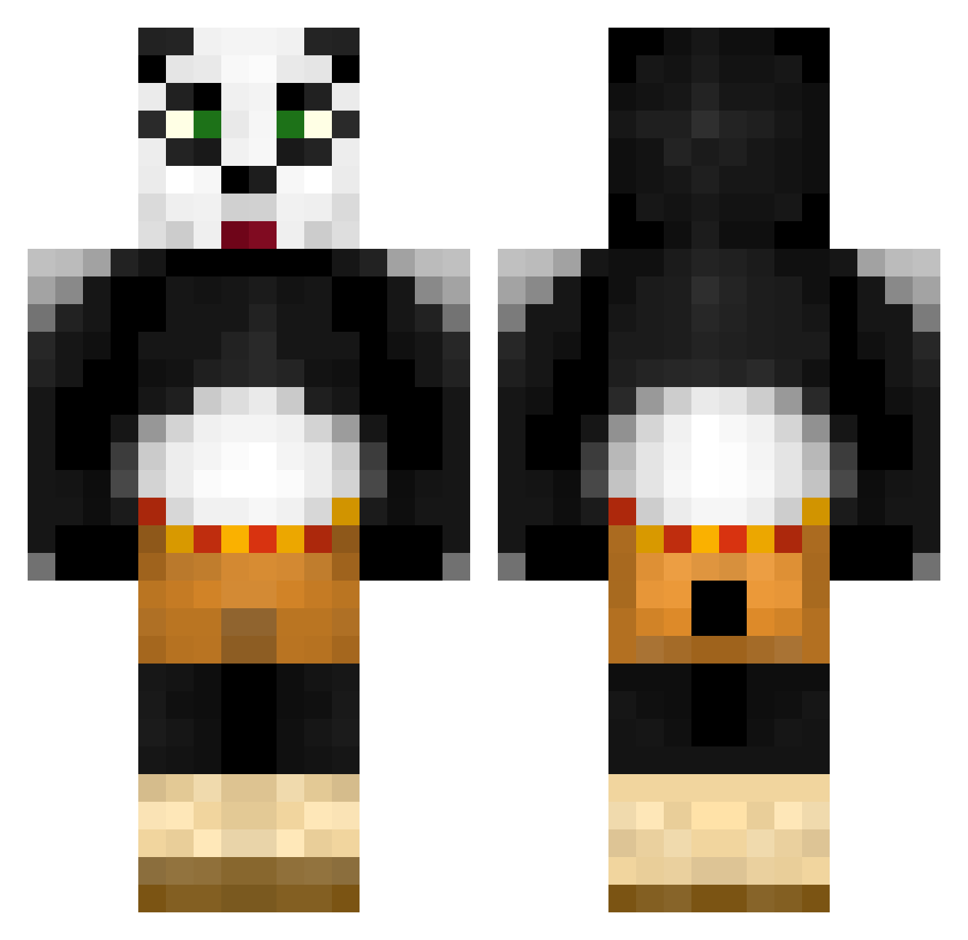 undeserve Minecraft skin, front and back view