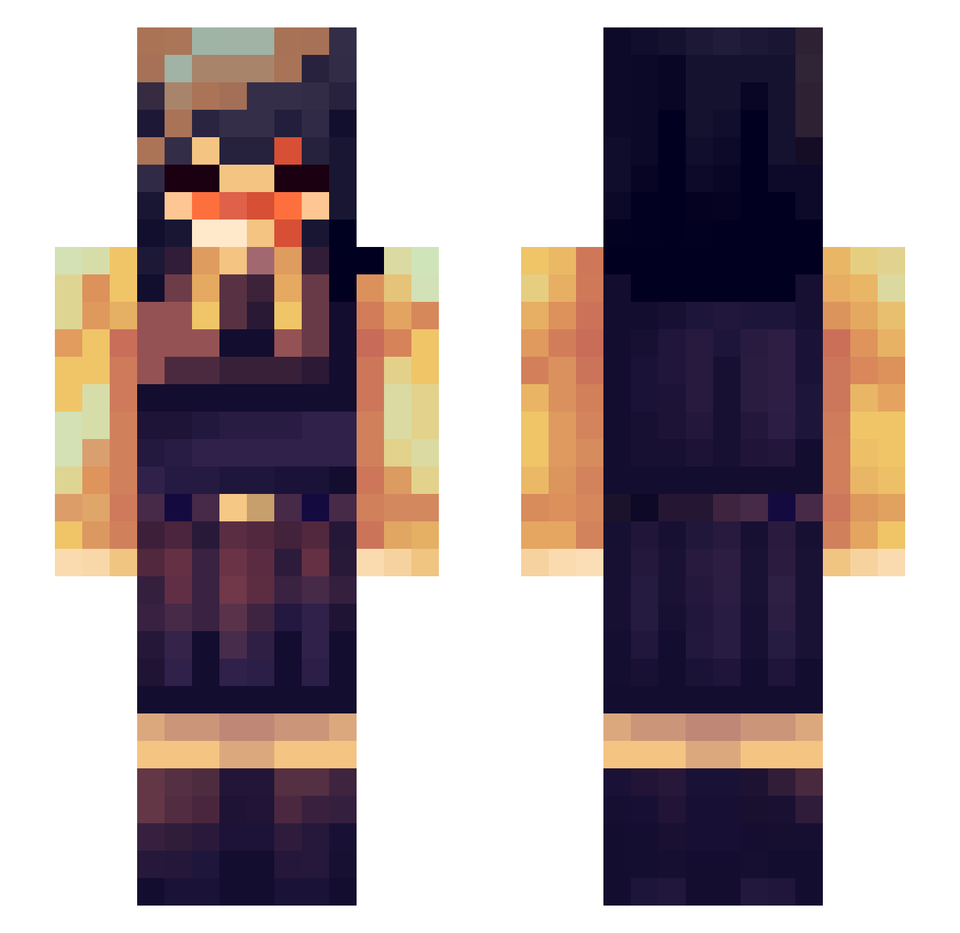 Dooraz Minecraft skin, front and back view