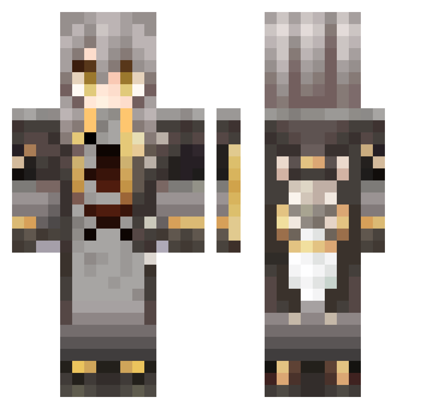 PandiPandi Minecraft skin, front and back view