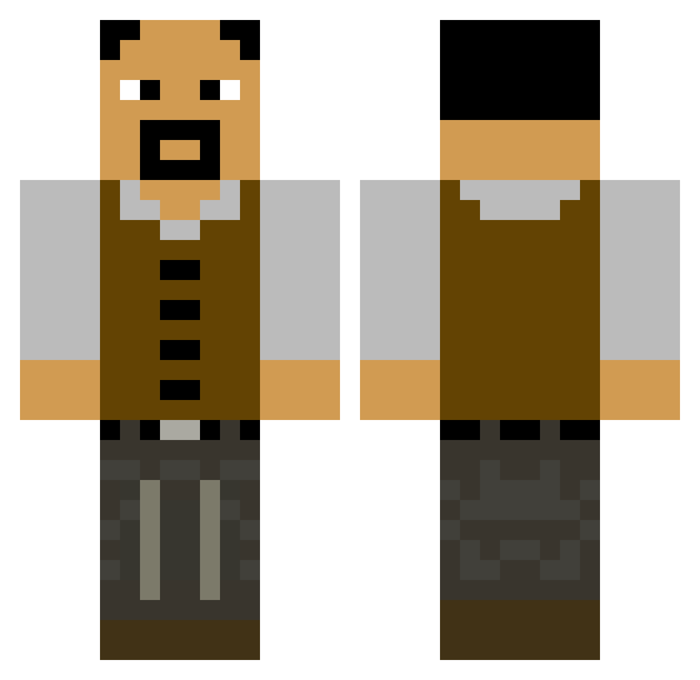 VataYetas Minecraft skin, front and back view