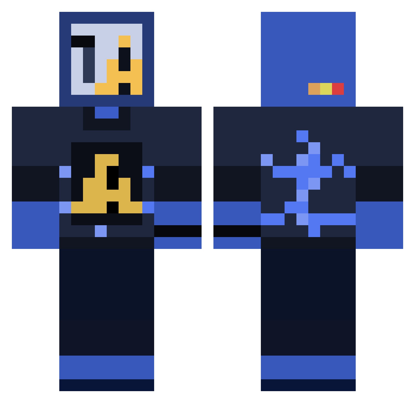 staticmess Minecraft skin, front and back view