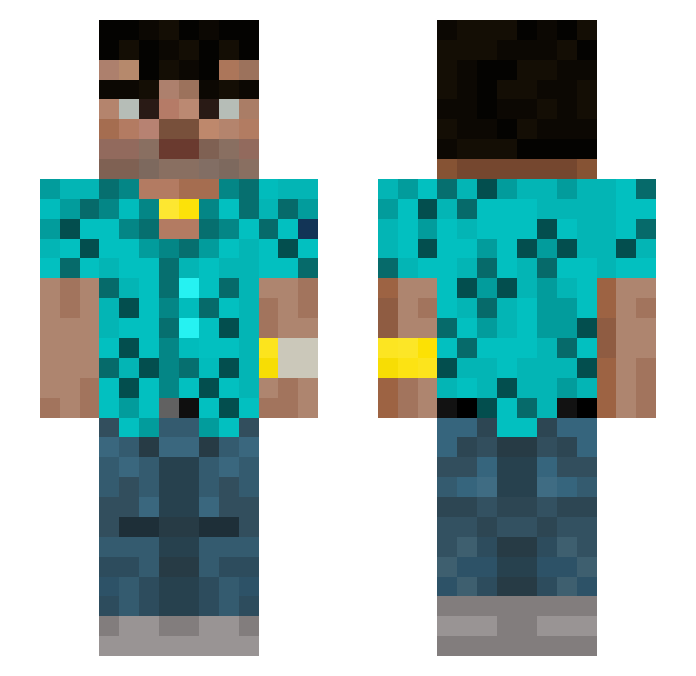 aural3rs67 Minecraft skin, front and back view