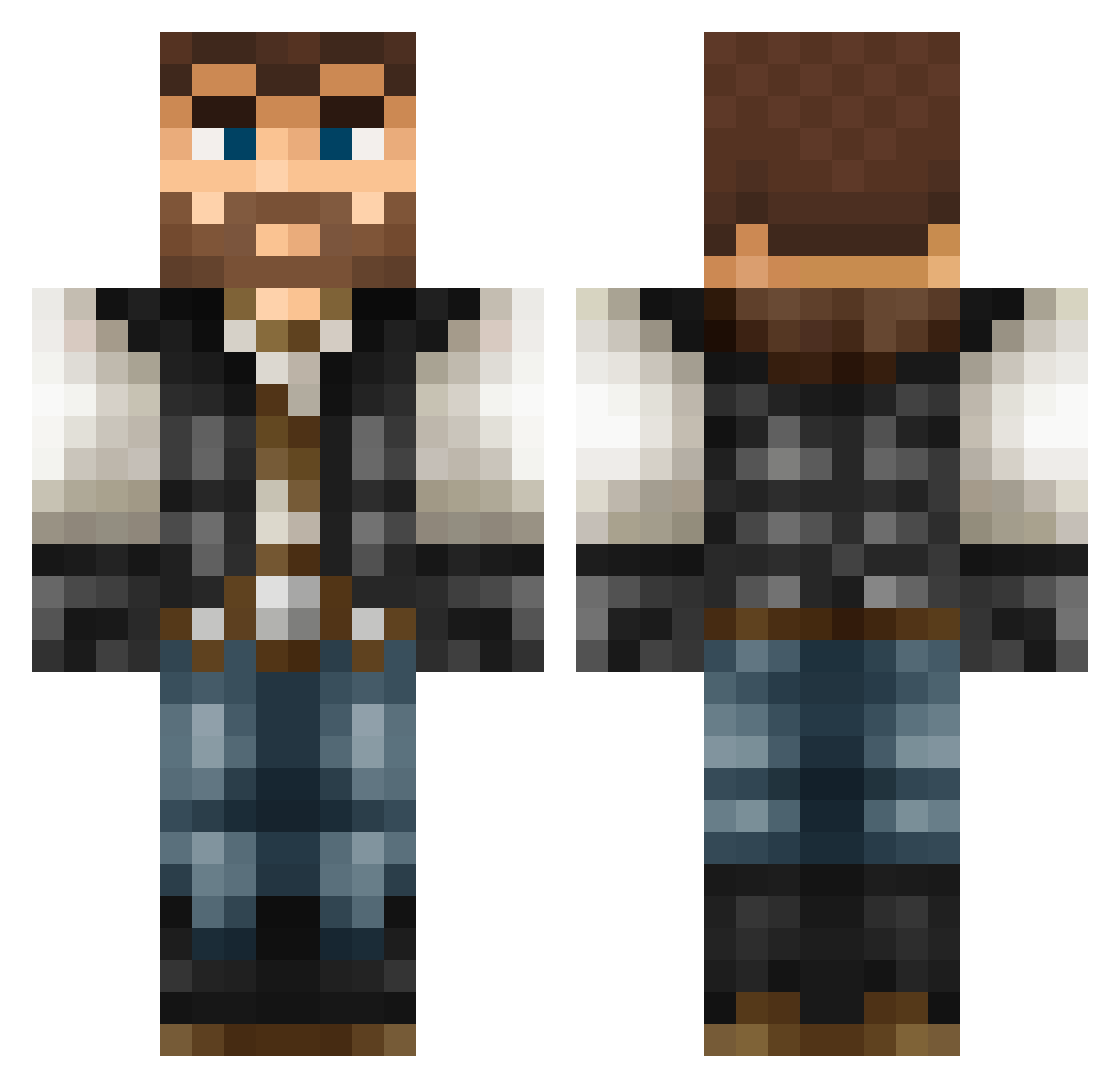 Cacciatore Minecraft skin, front and back view