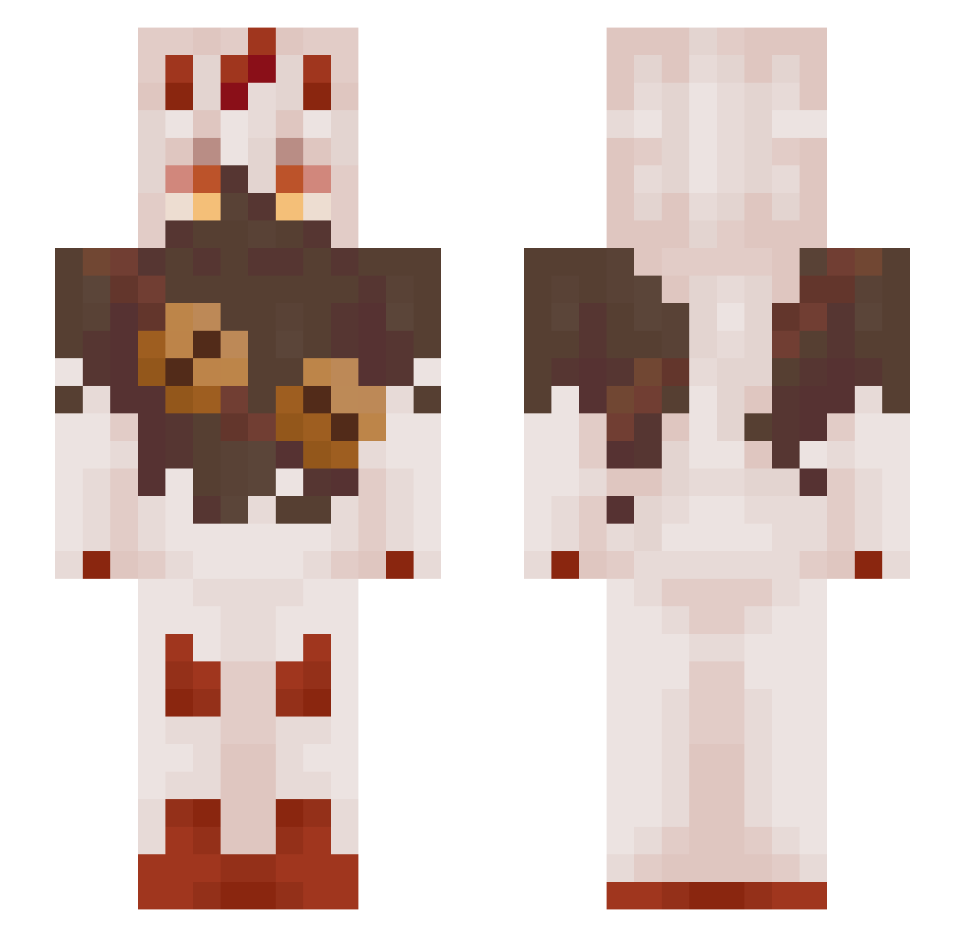 GrimmyApple Minecraft skin, front and back view