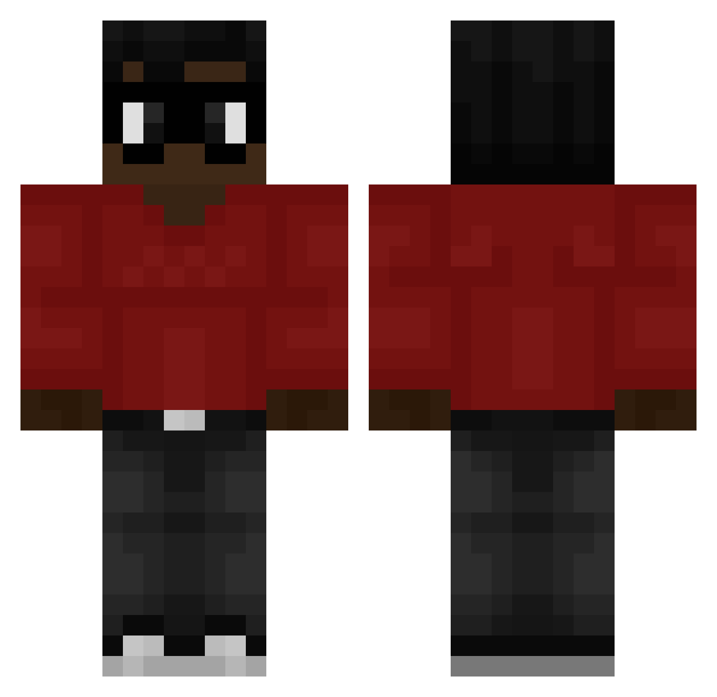 Pewt Minecraft skin, front and back view