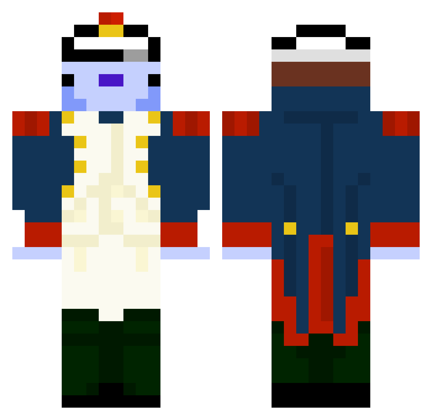Hokage_saturn Minecraft skin, front and back view