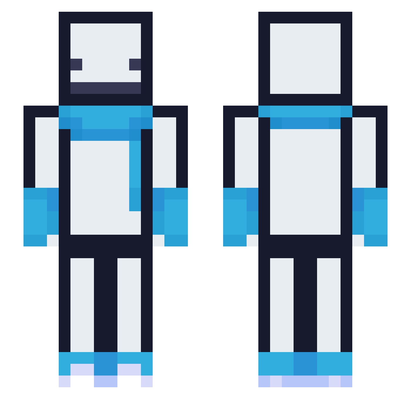 Stixler Minecraft skin, front and back view