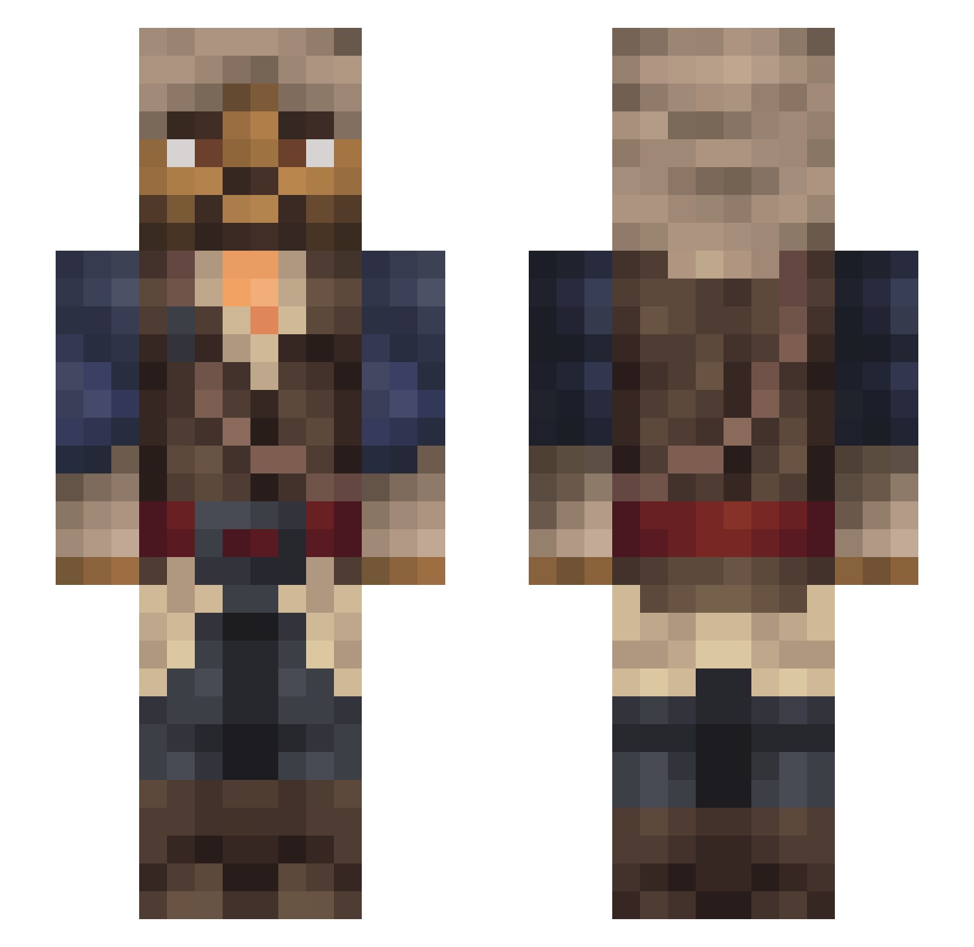 Wwaxiter Minecraft skin, front and back view