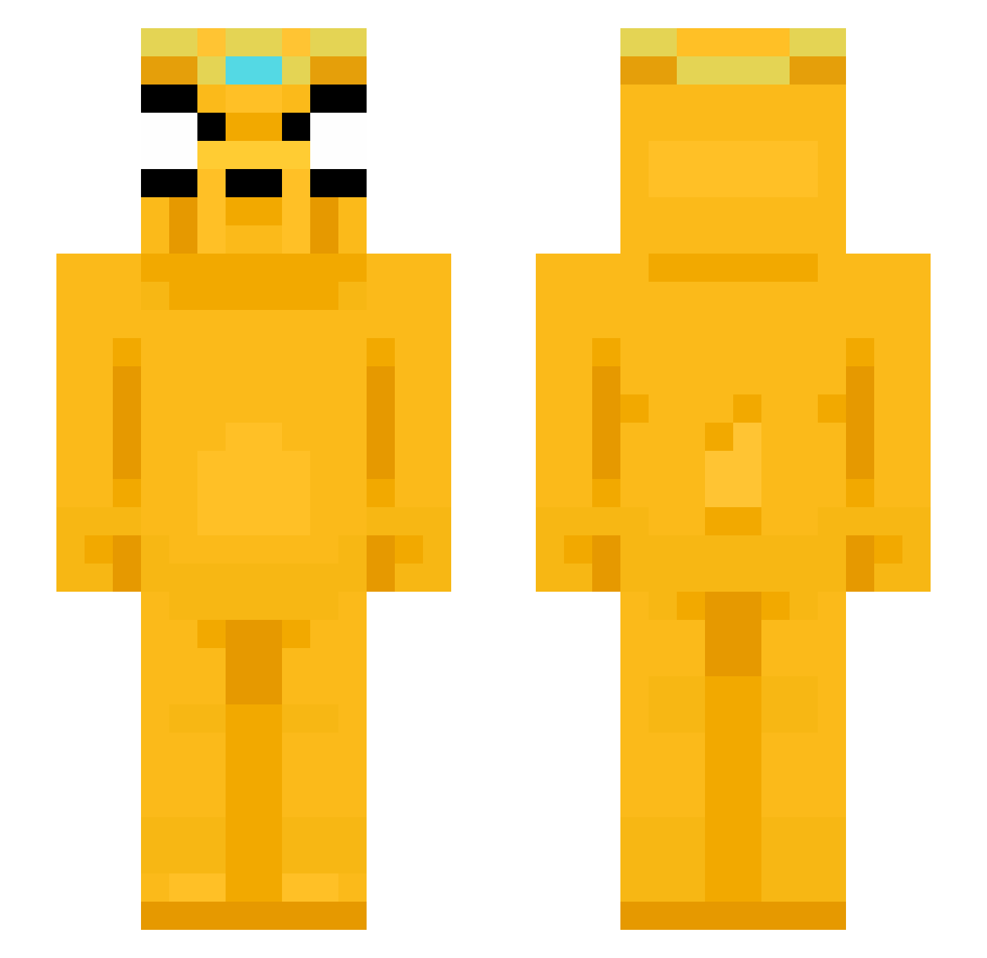 Pikle4 Minecraft skin, front and back view