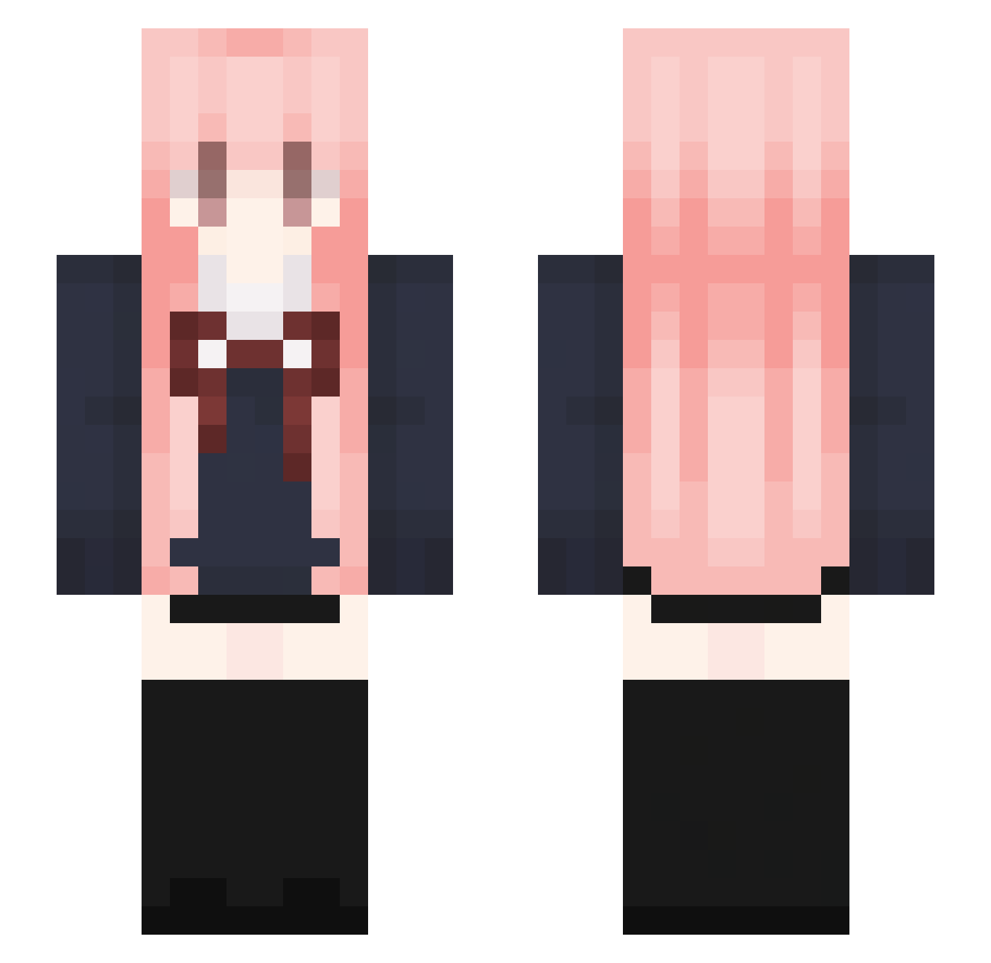 SakMx Minecraft skin, front and back view