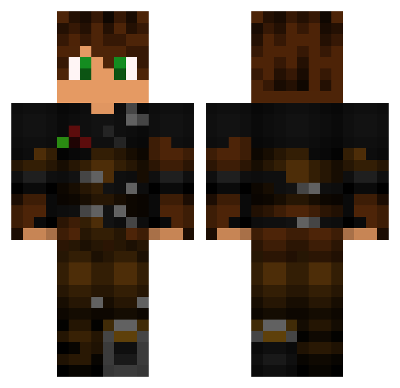 OdysFM Minecraft skin, front and back view