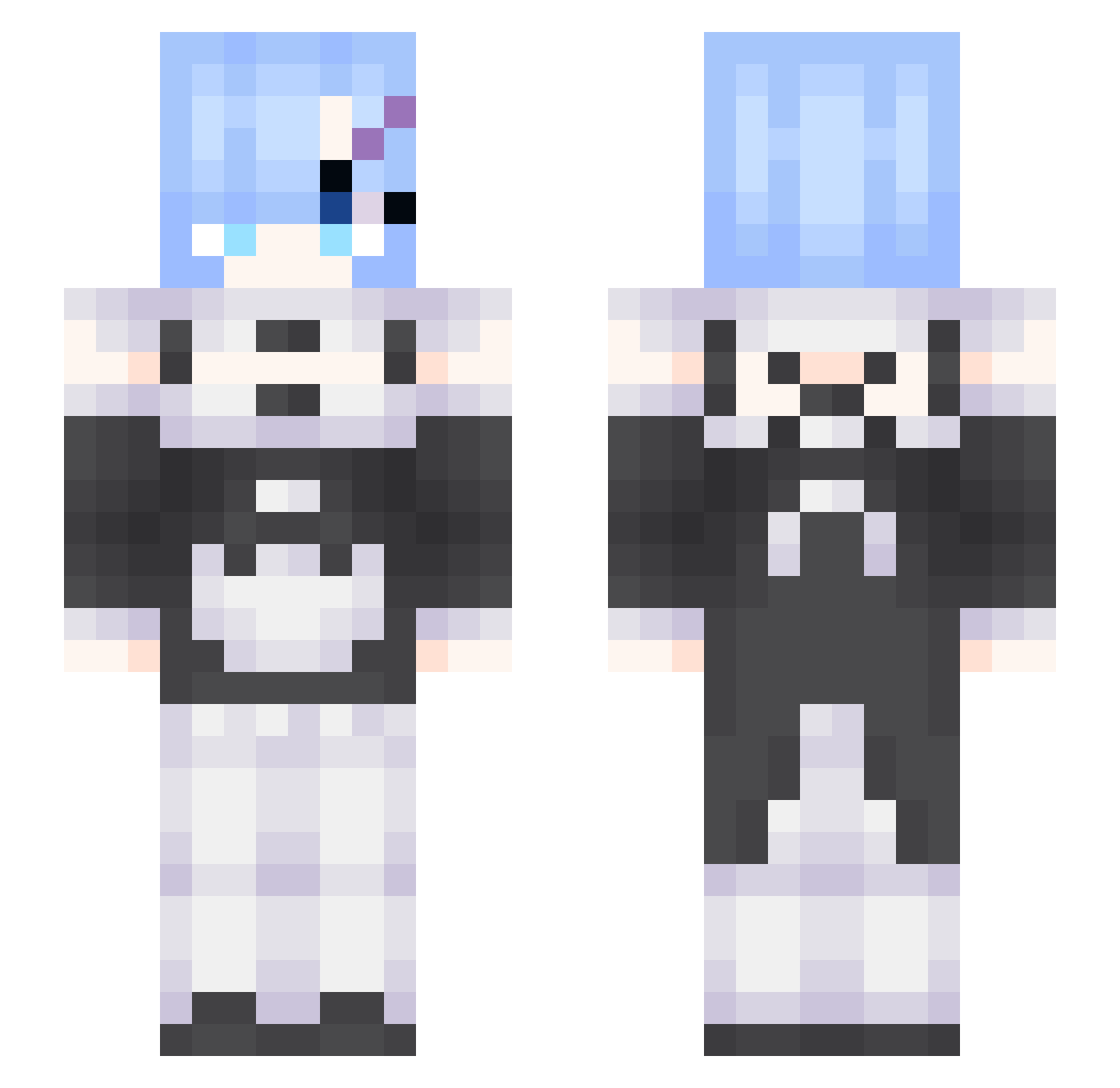 LaggyPCMan Minecraft skin, front and back view