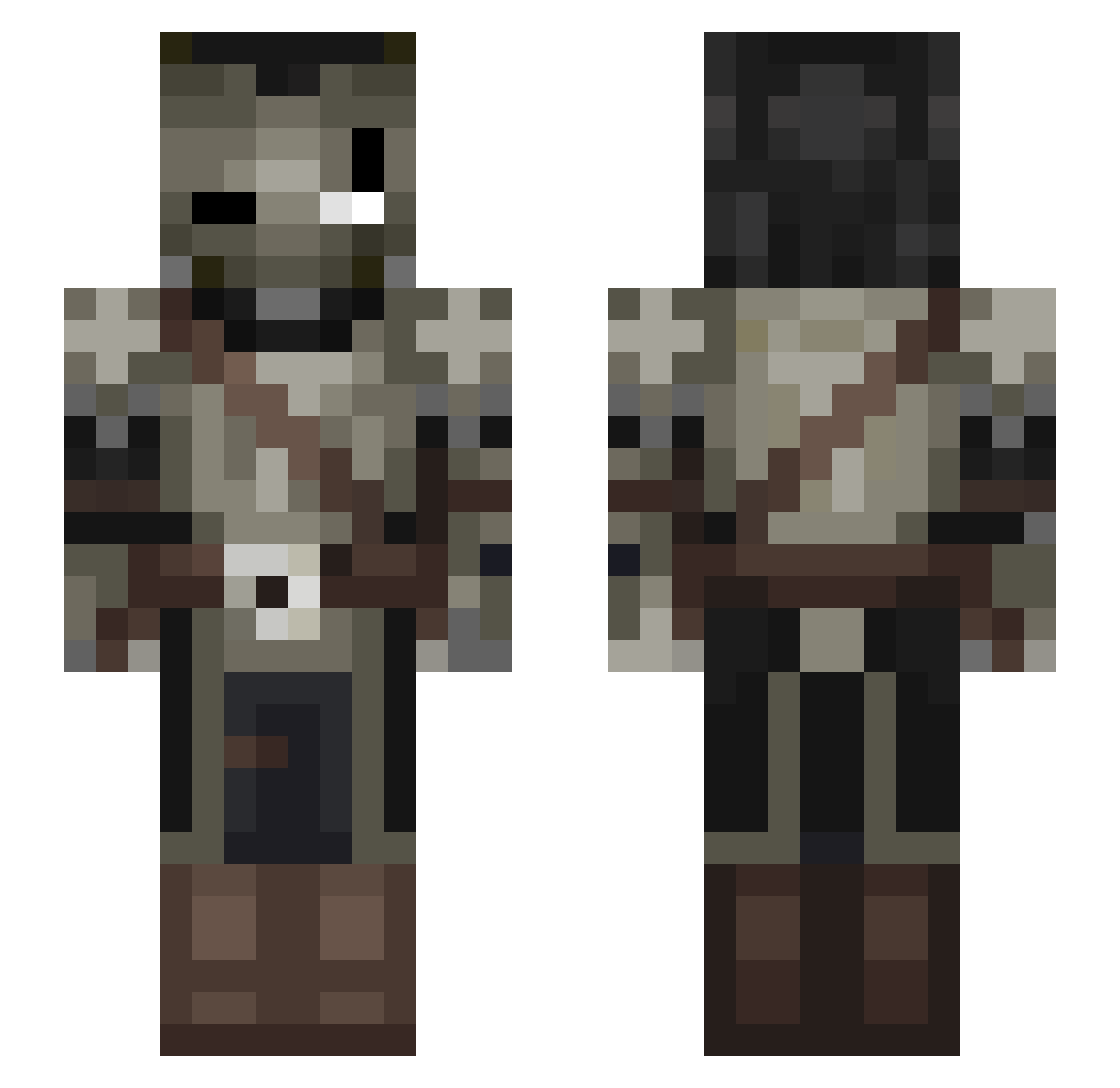 X_ore Minecraft skin, front and back view