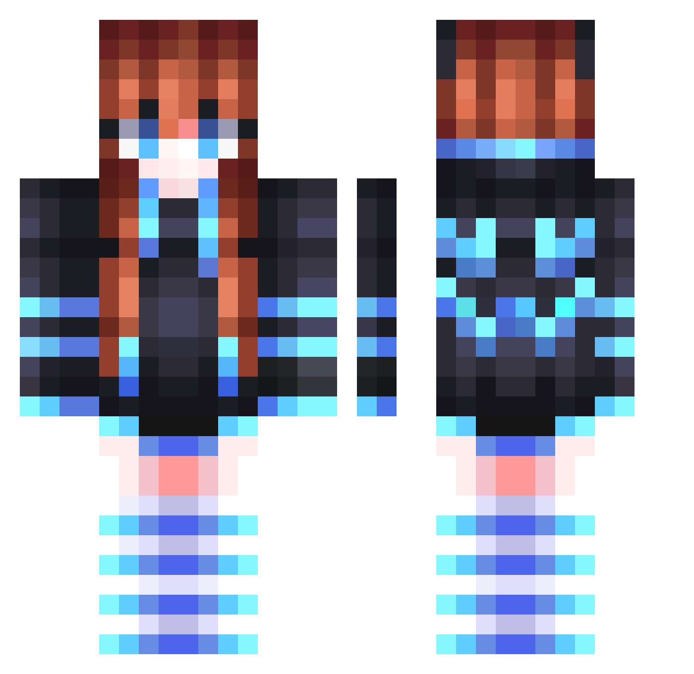 Saneris Minecraft skin, front and back view