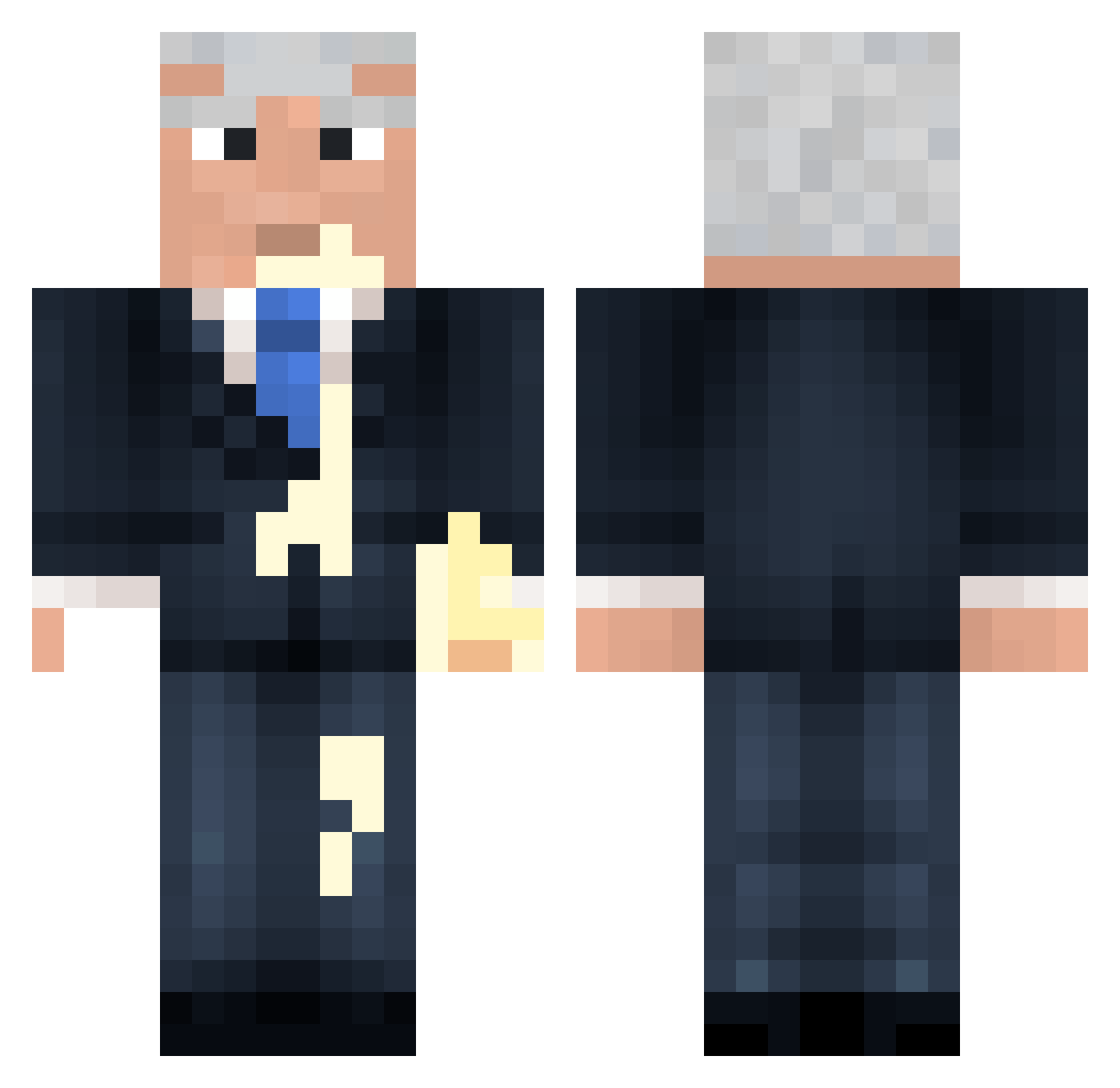 Opugs Minecraft skin, front and back view