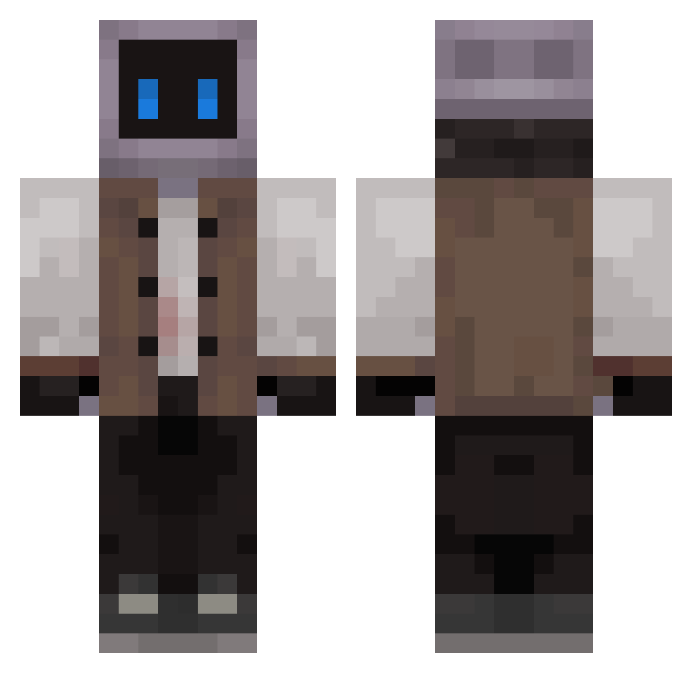 Kr1EEEEEgman Minecraft skin, front and back view