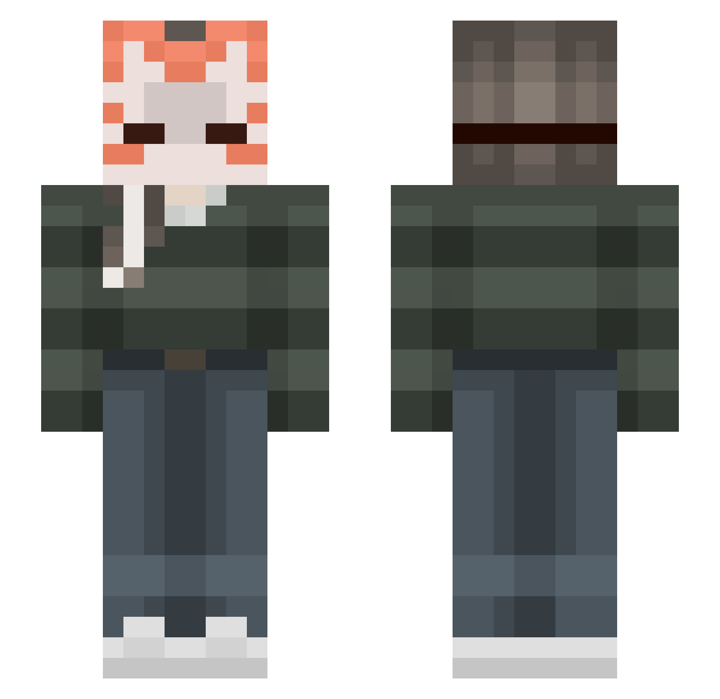Caff3ineAddict Minecraft skin, front and back view