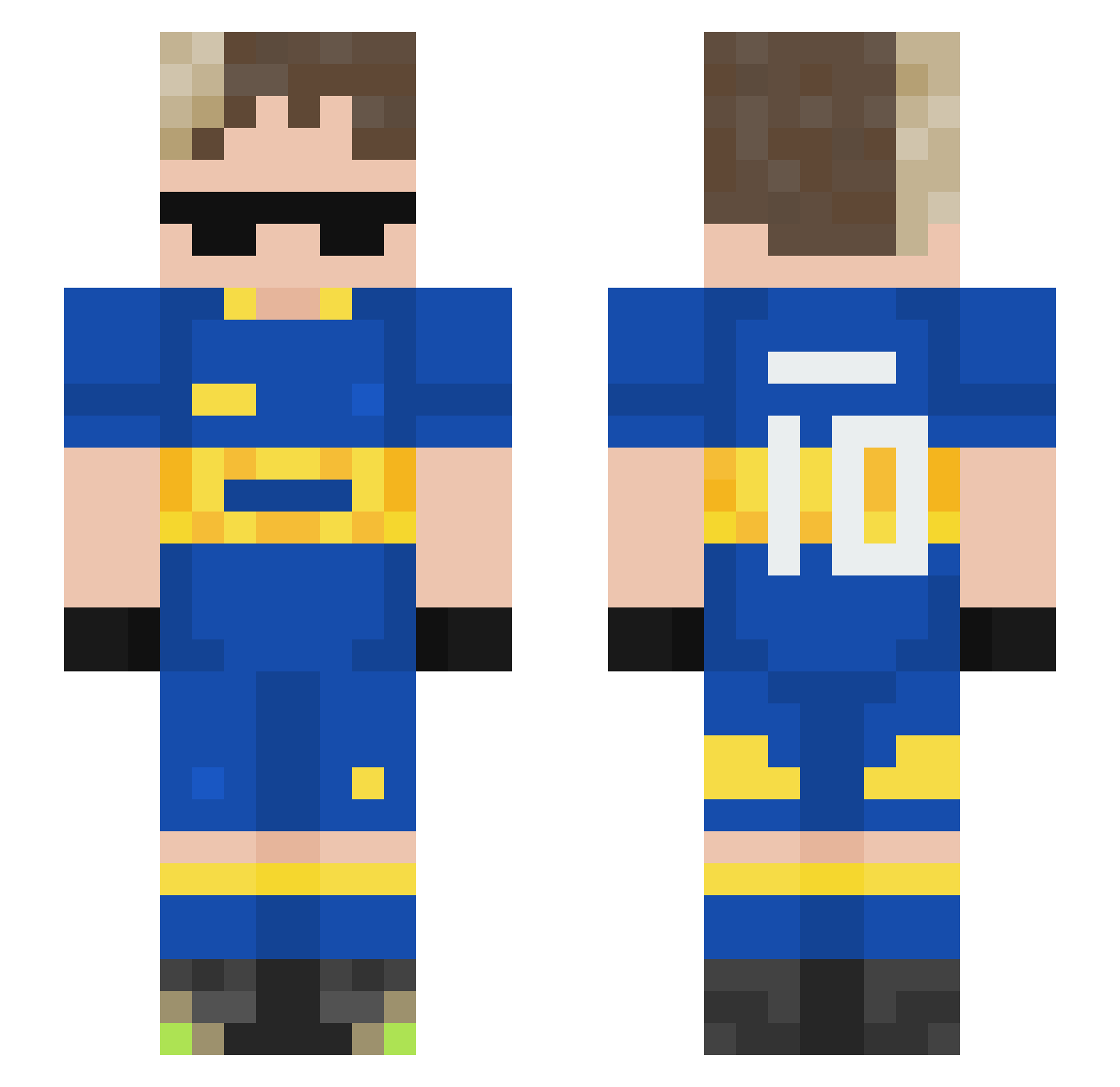 Retus1 Minecraft skin, front and back view