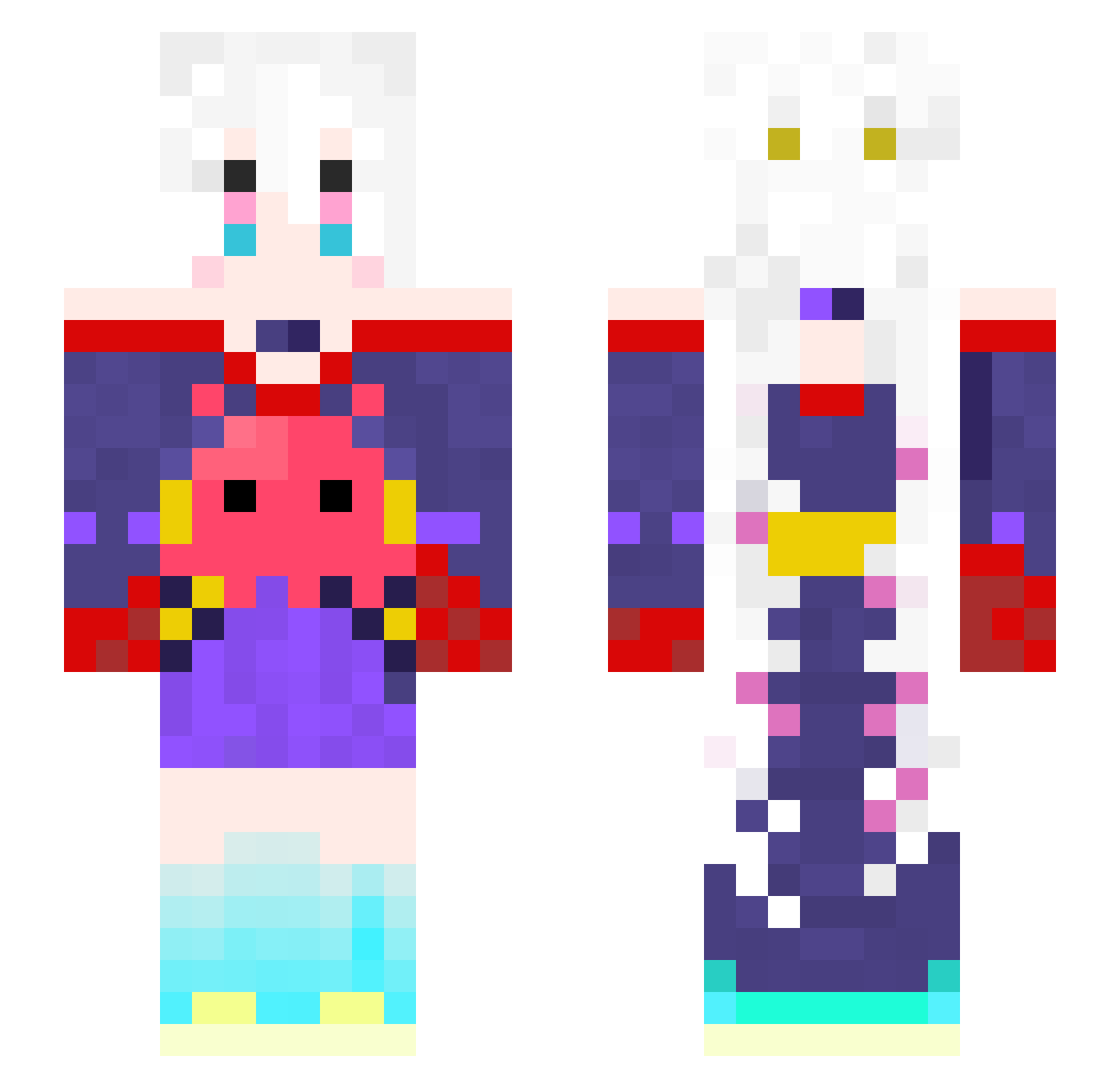 pasteler Minecraft skin, front and back view