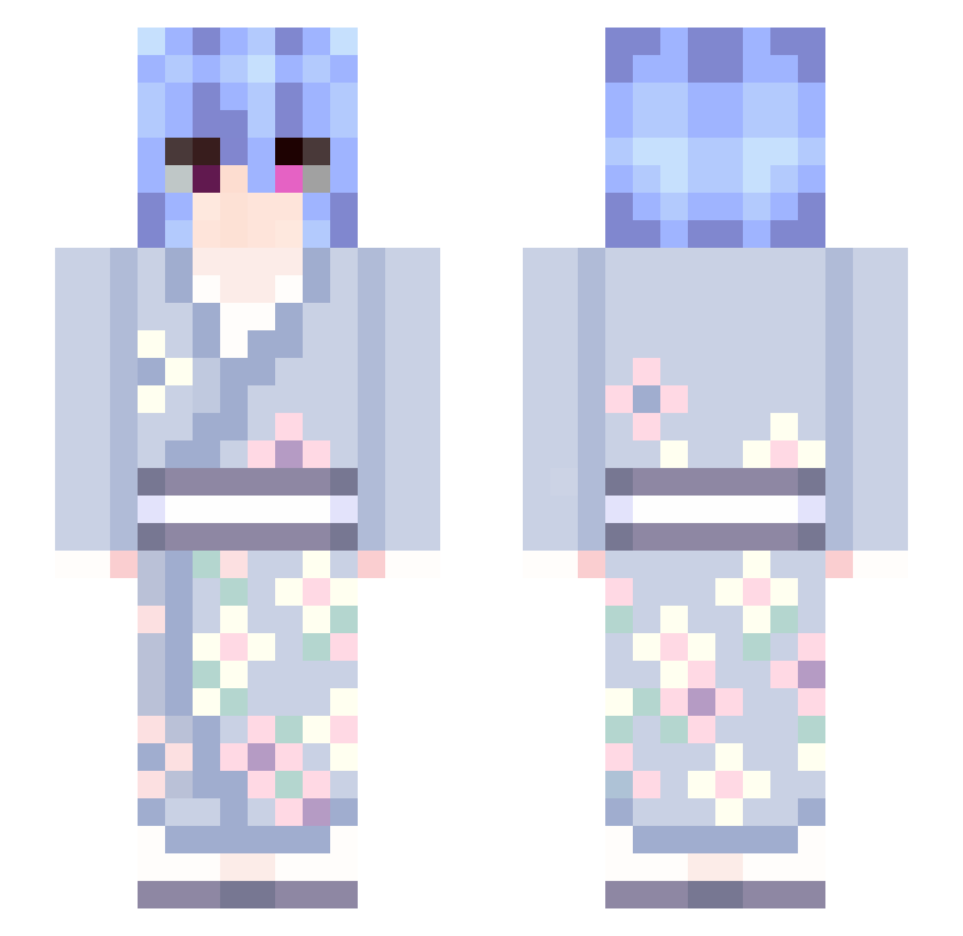 ayo34 Minecraft skin, front and back view