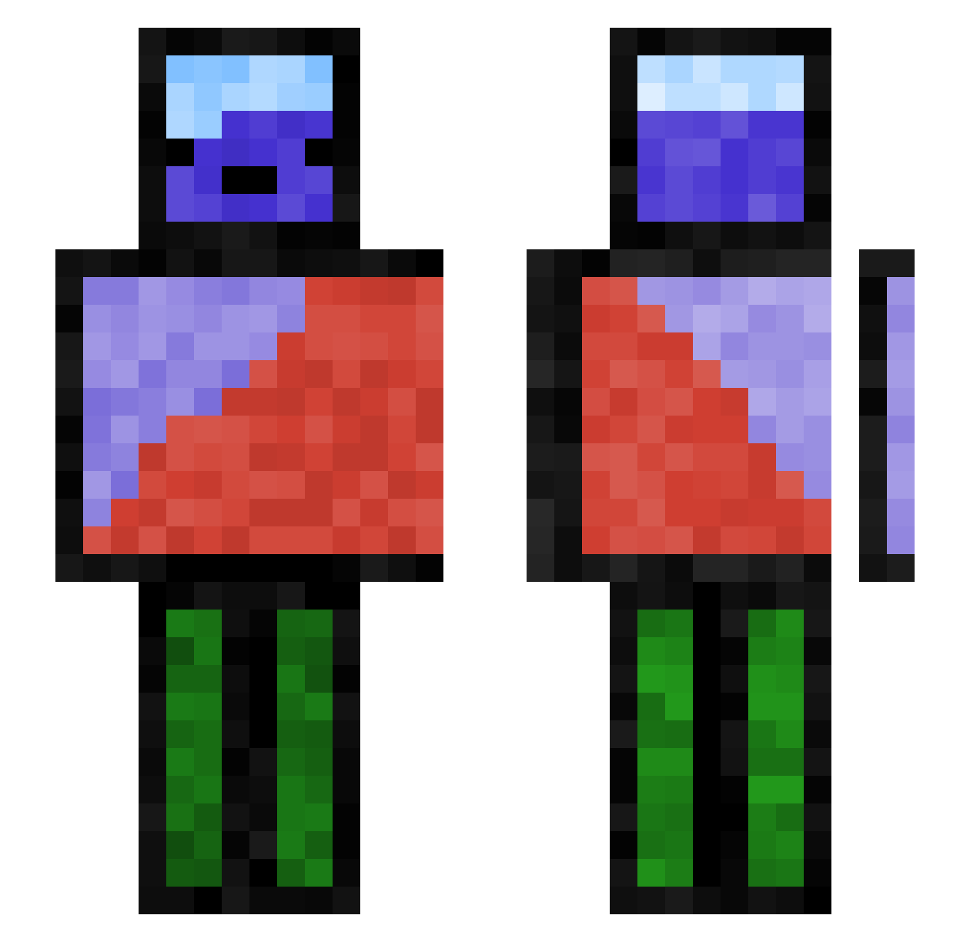 simpzn Minecraft skin, front and back view