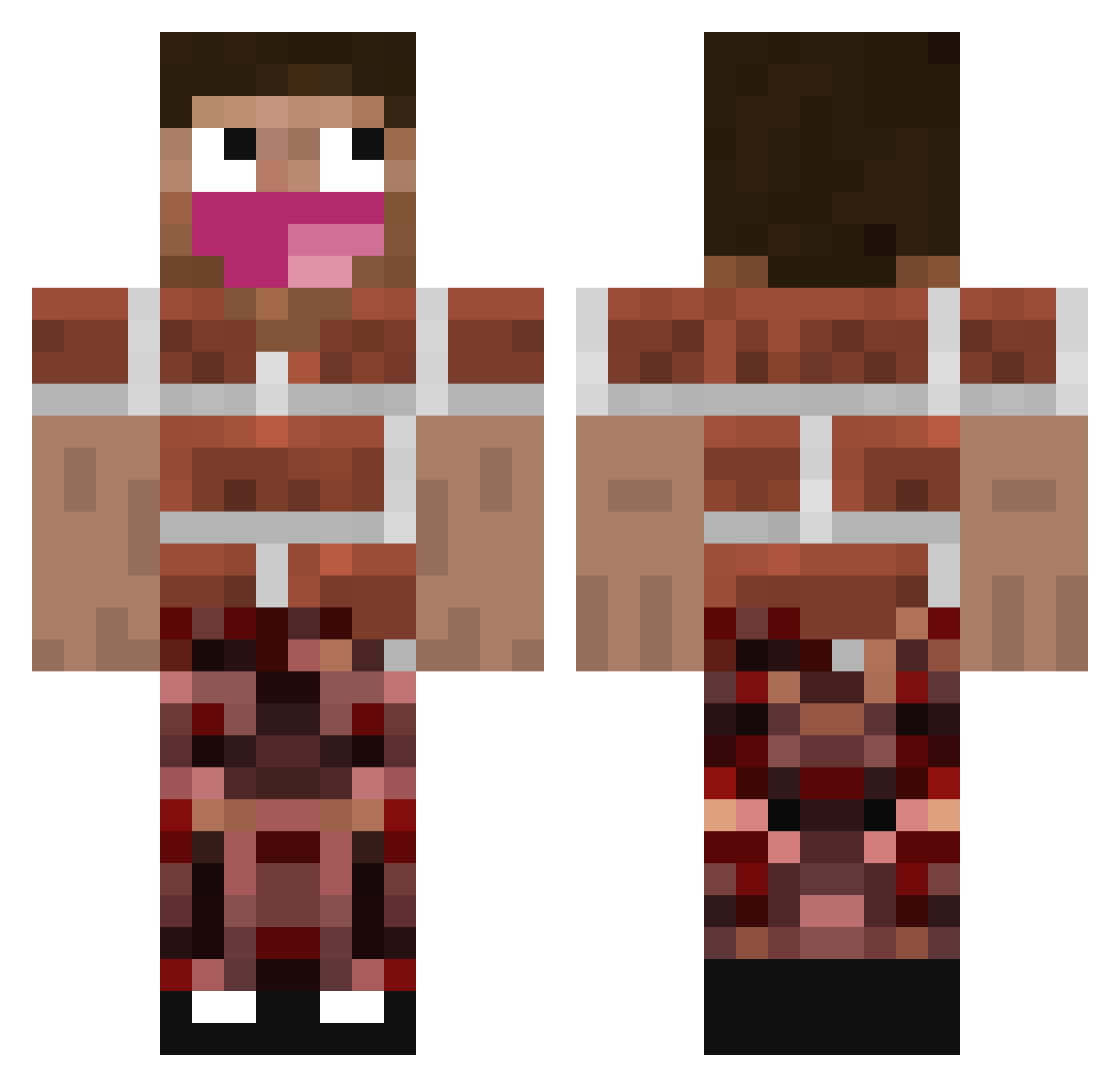 DiscrimPiglins Minecraft skin, front and back view