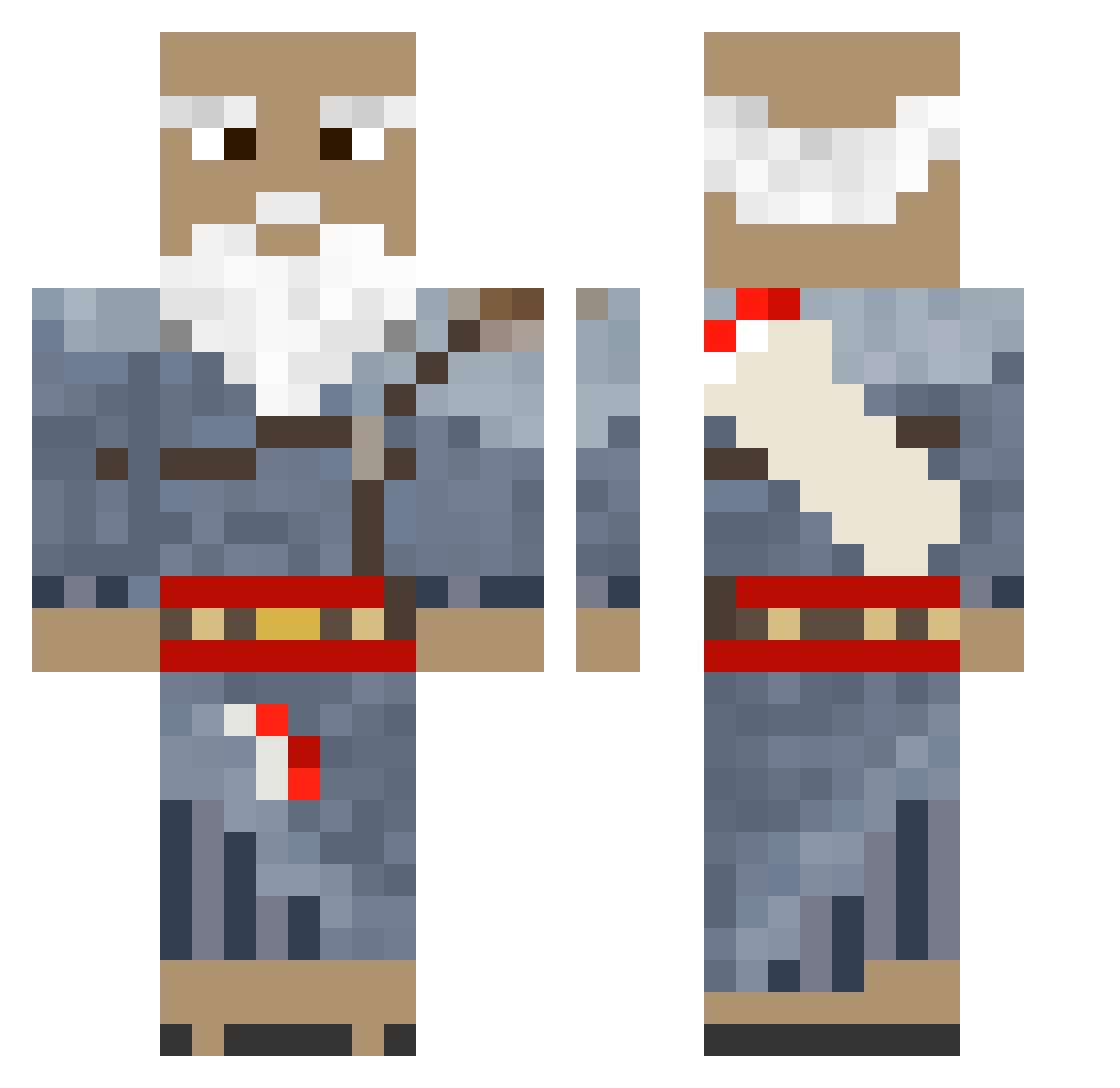 1XaroX Minecraft skin, front and back view