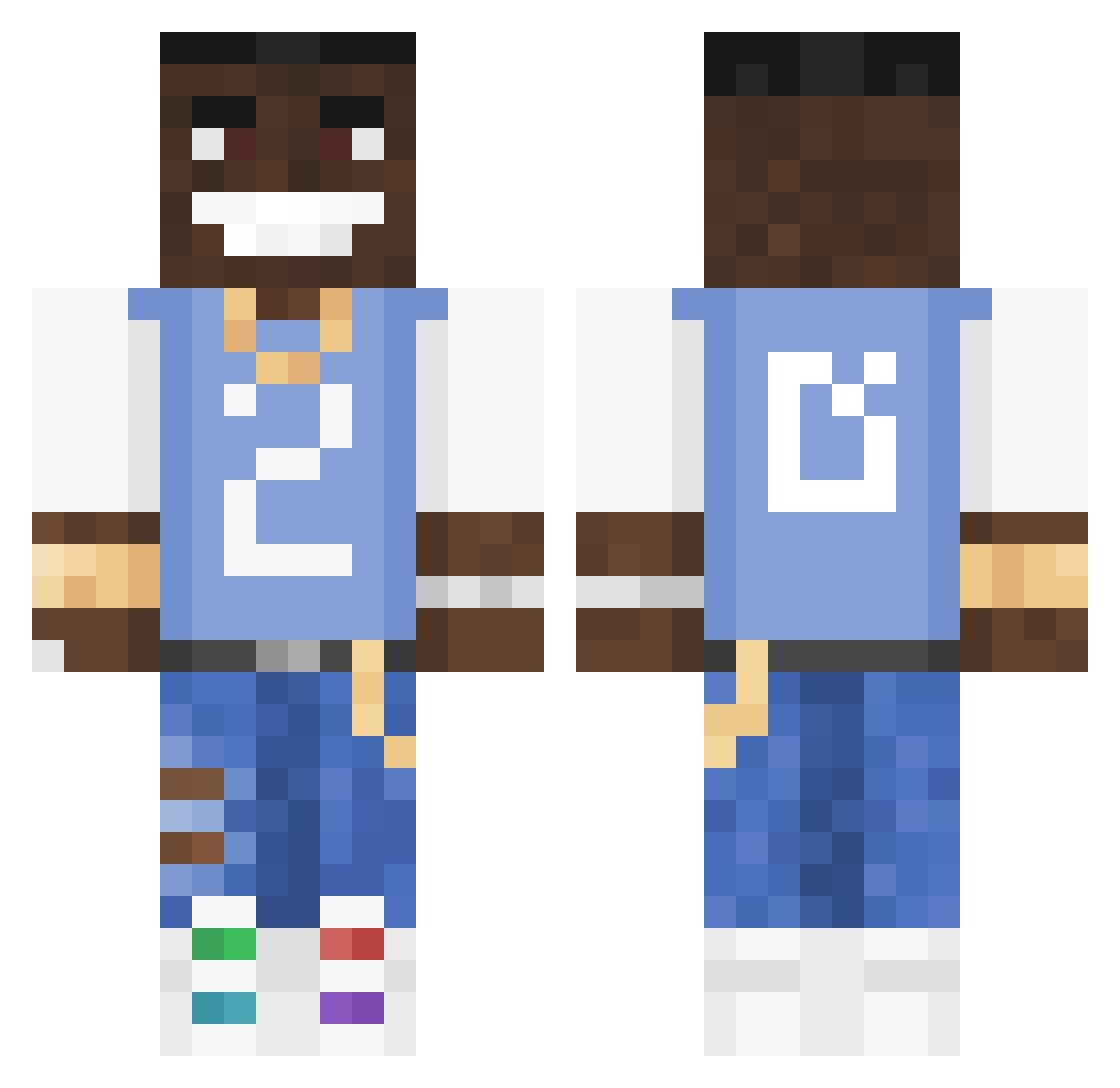 CJRio Minecraft skin, front and back view