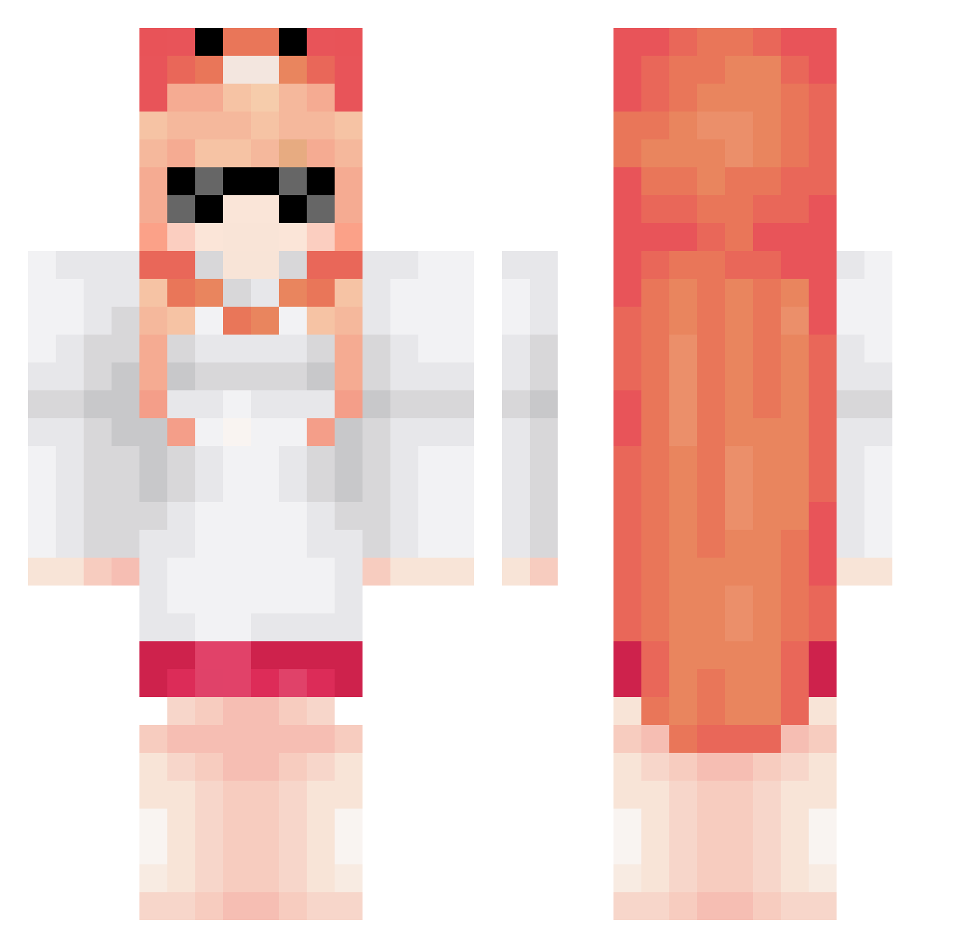Caperusita Minecraft skin, front and back view