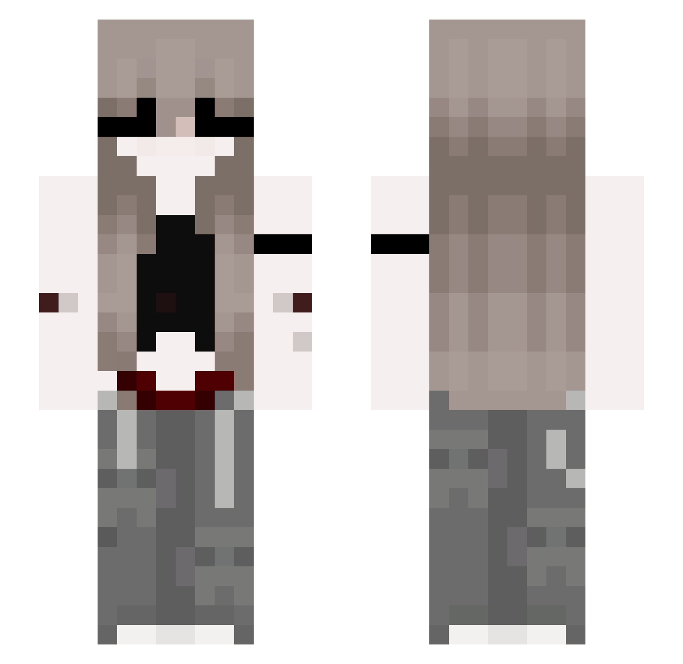 unmanly Minecraft skin, front and back view