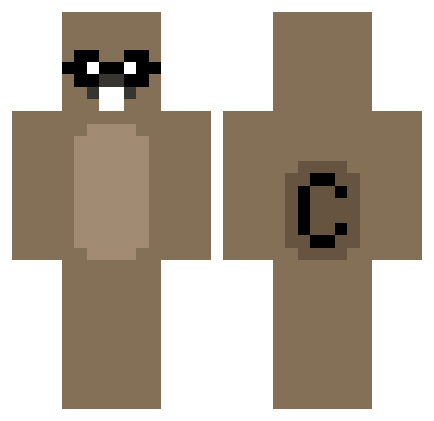 HackSkill Minecraft skin, front and back view