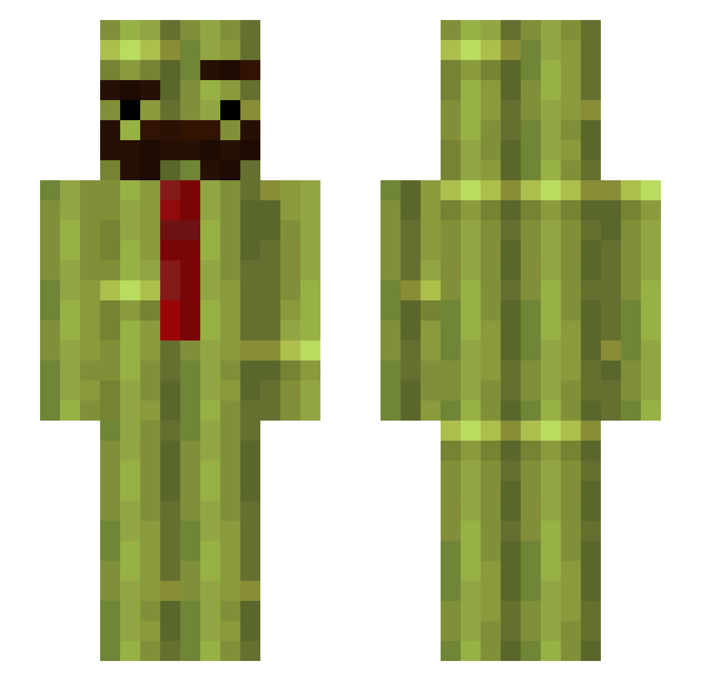 PotCrafter Minecraft skin, front and back view