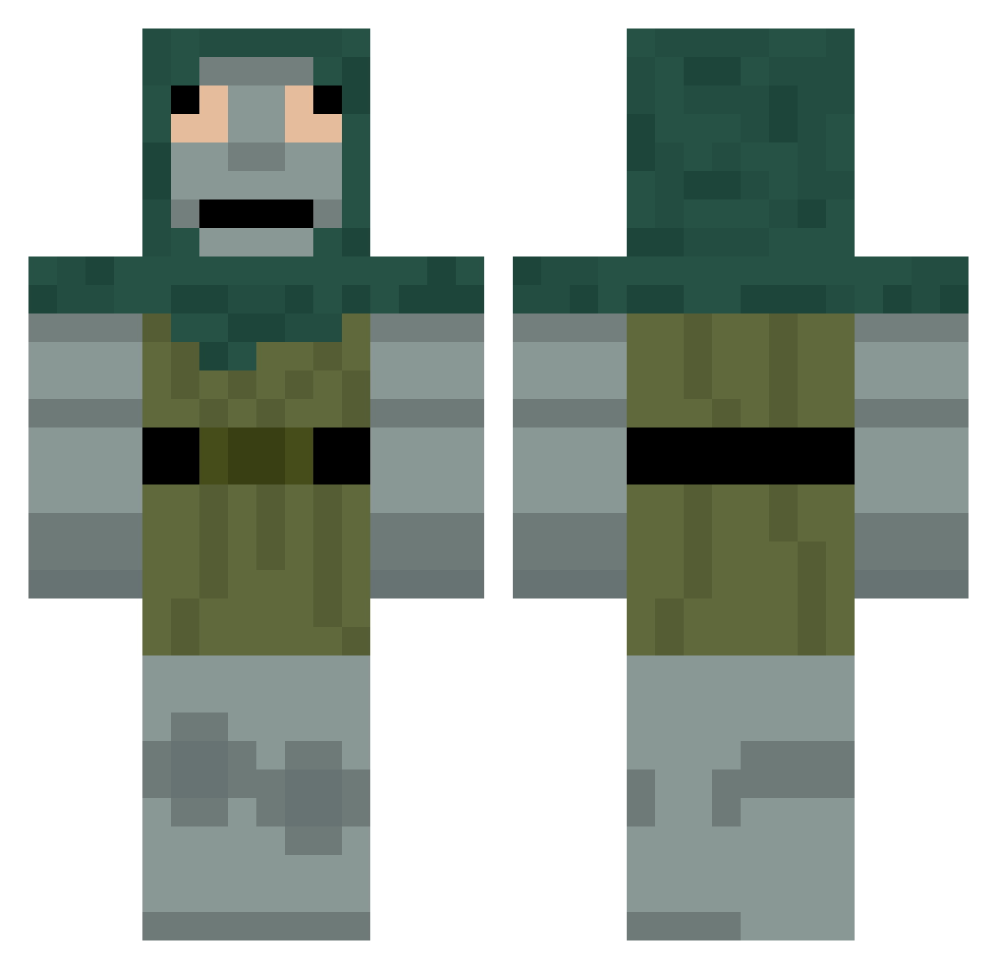 Shioyakii Minecraft skin, front and back view