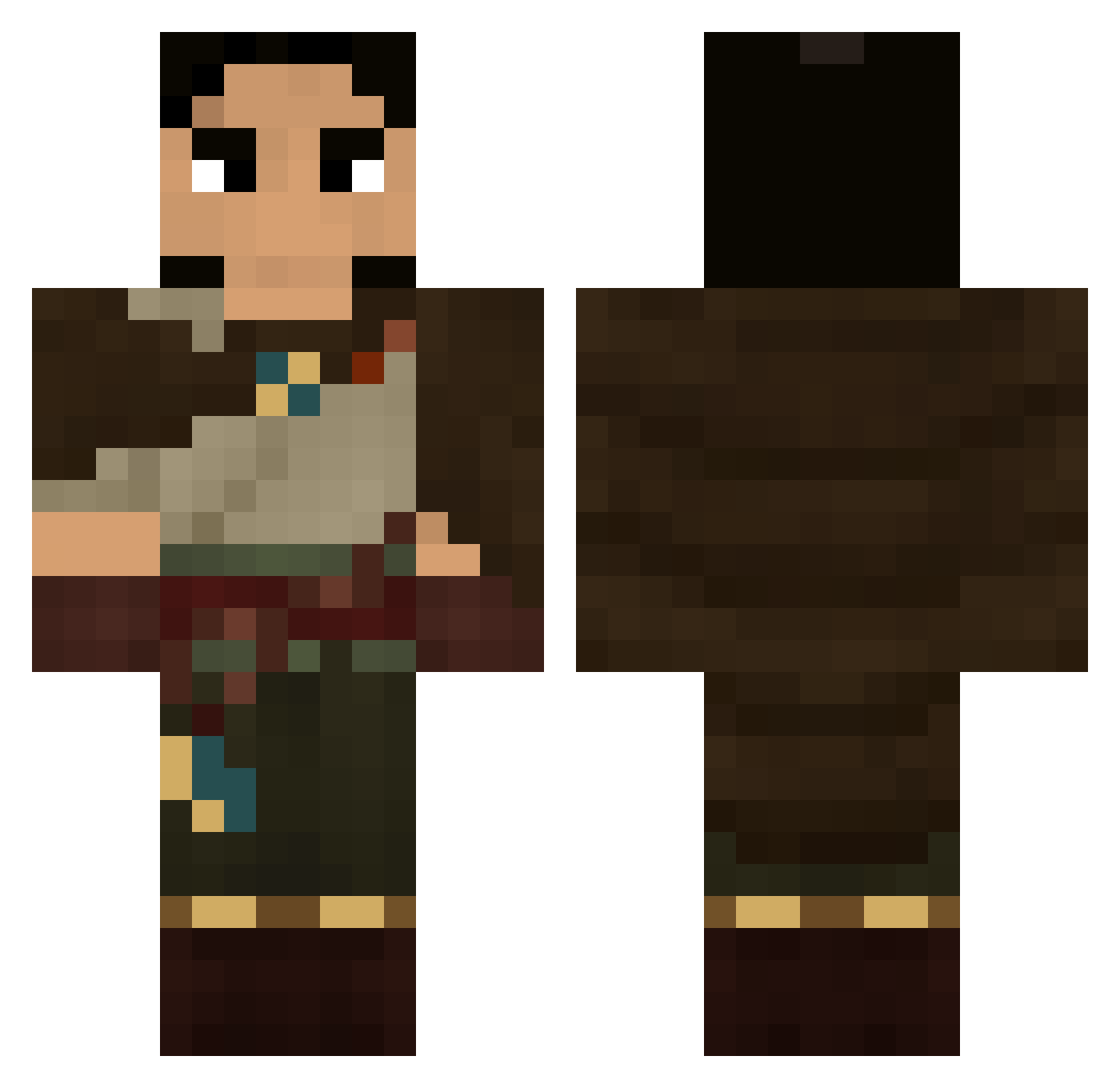 Teksonisme Minecraft skin, front and back view