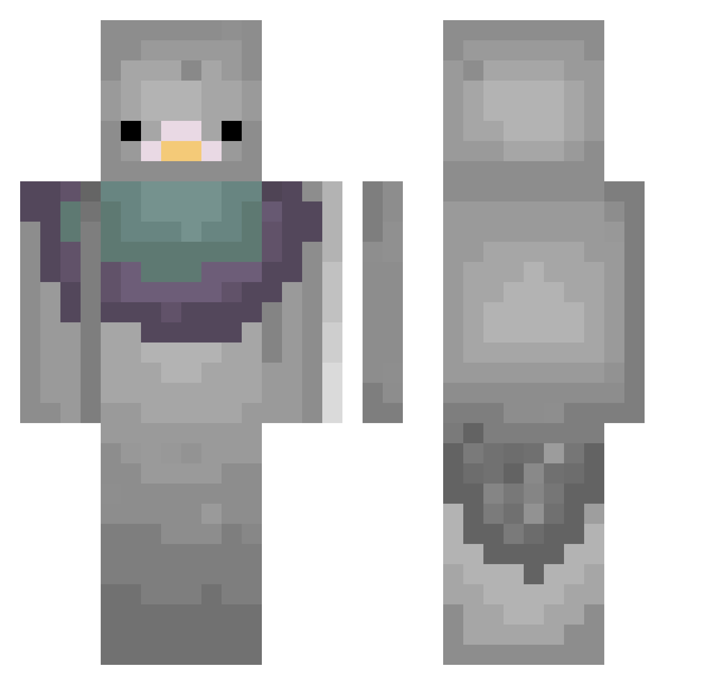 HungrPigeon Minecraft skin, front and back view