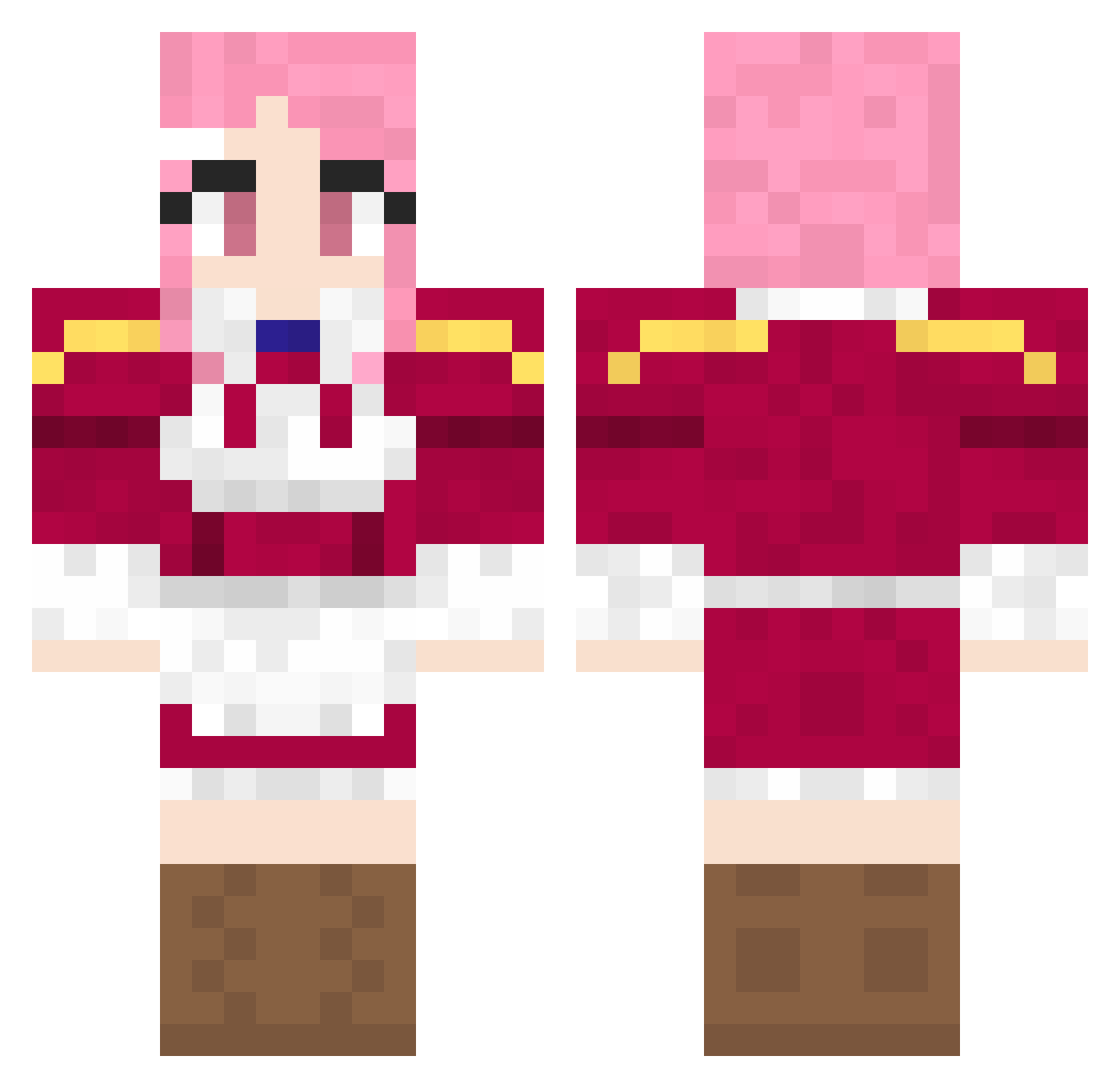 Lisbeth Minecraft skin, front and back view