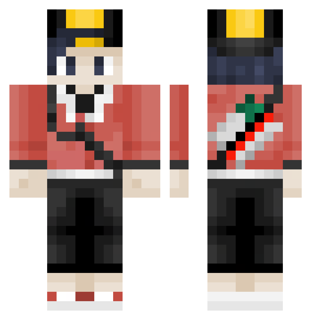 Rdcmmings Minecraft skin, front and back view