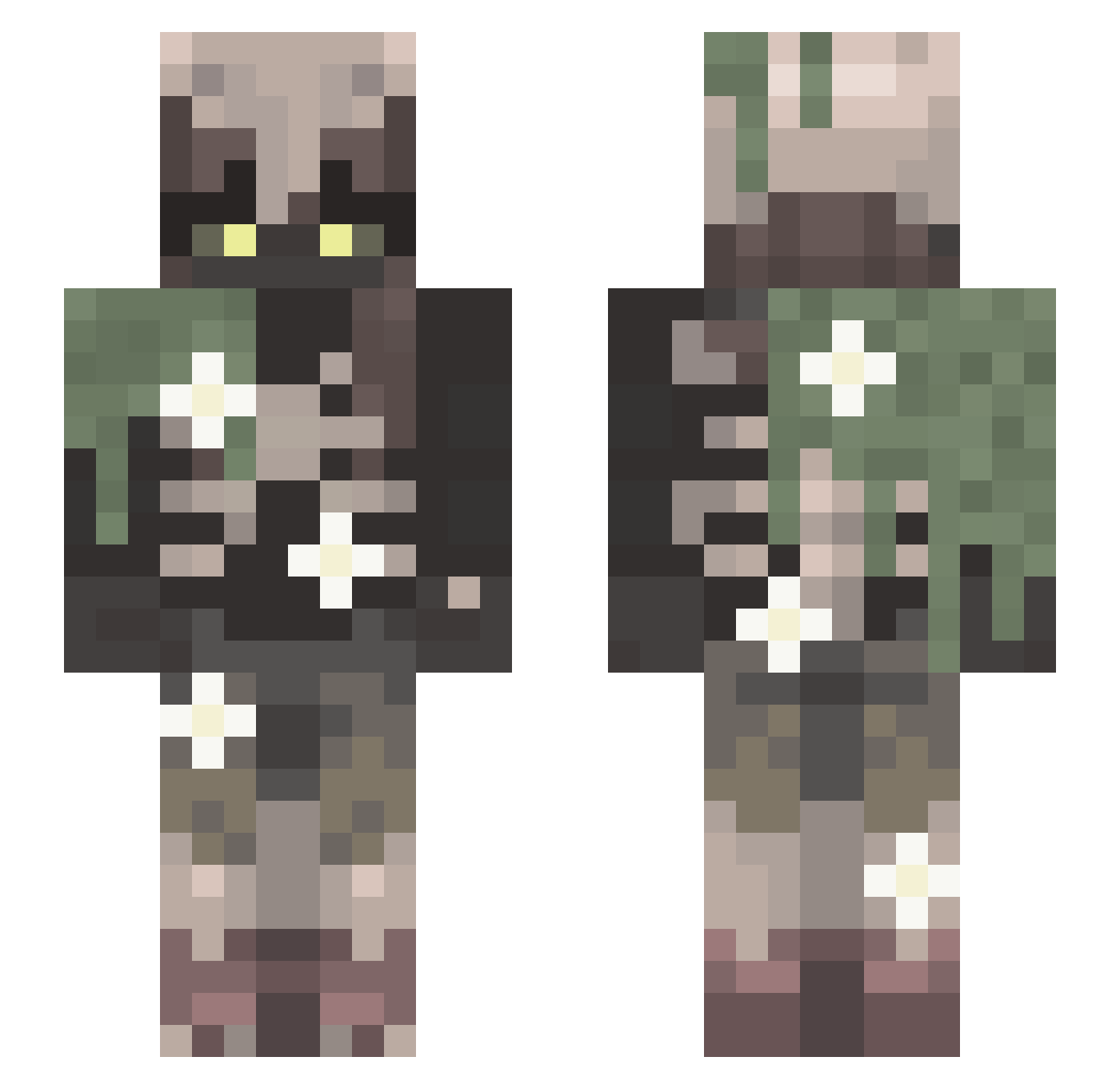 Kiryii Minecraft skin, front and back view